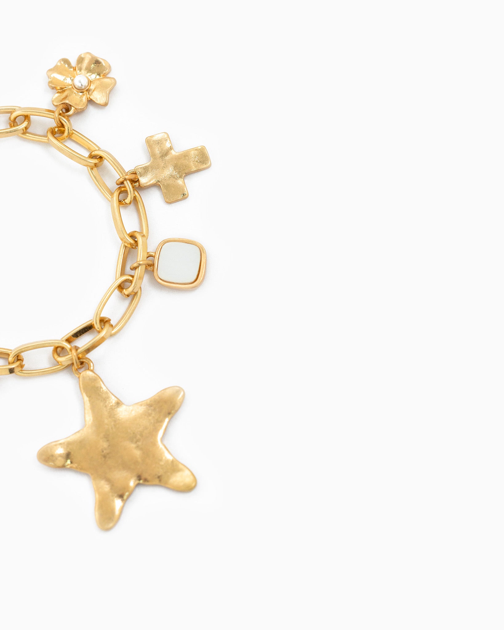 Hammered Star Charm Chain Bracelet