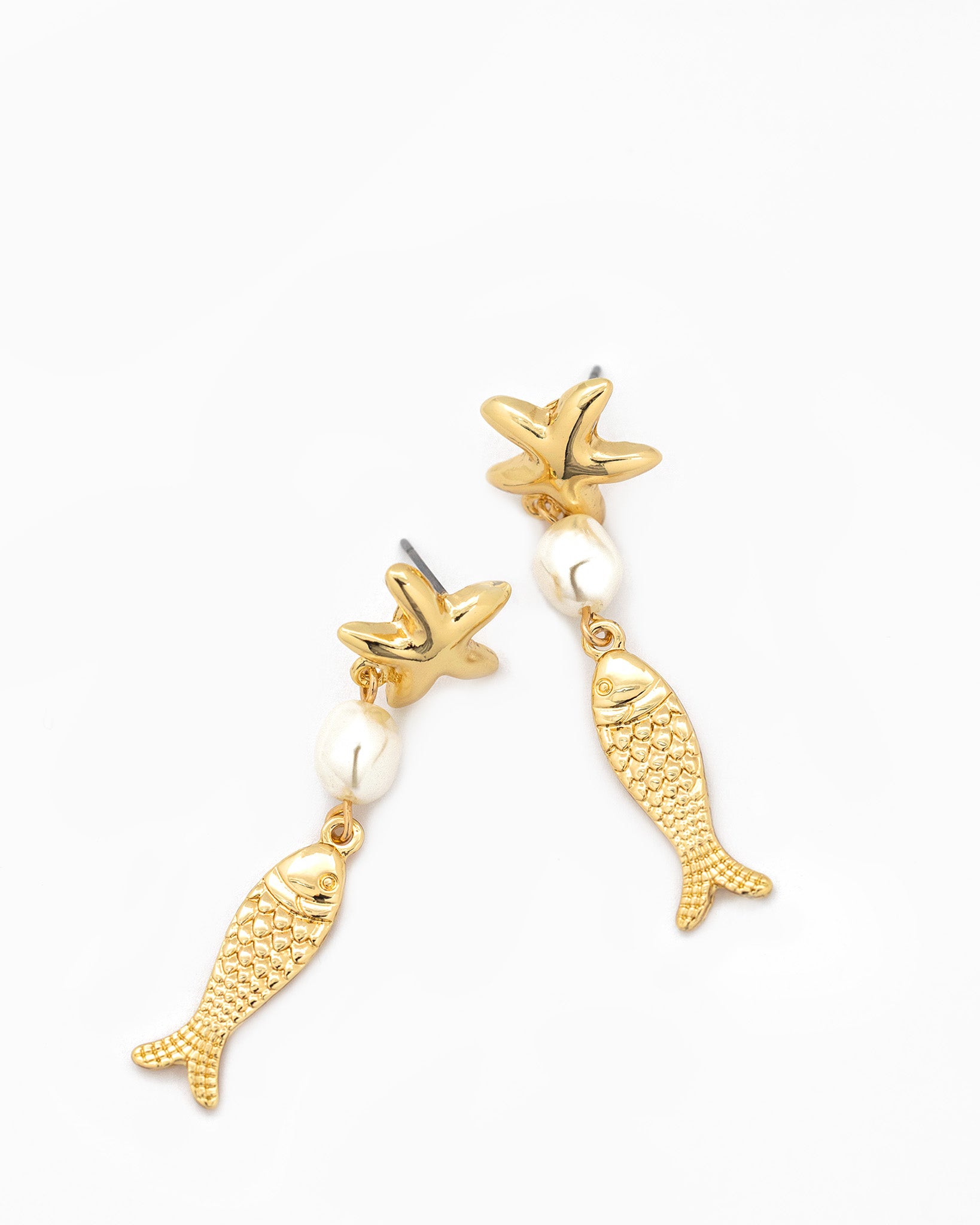 Sealife Catfish Shell Drop Earrings