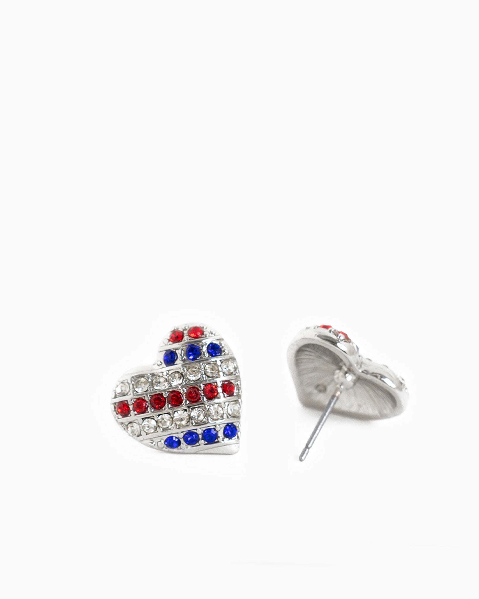 Americana Sparkle Heart Stud Earrings