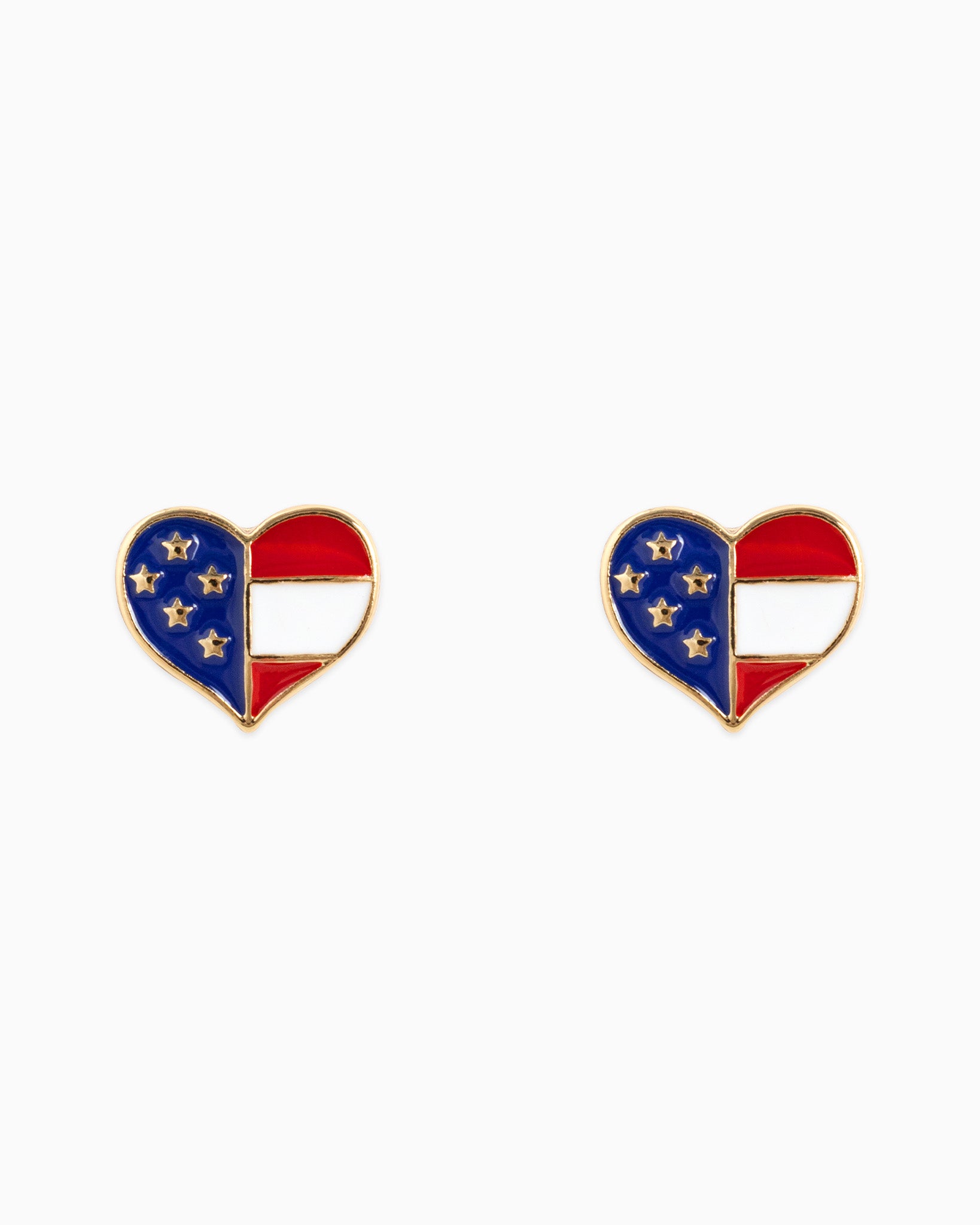 Americana Freedom Sparkle Heart Stud Earrings