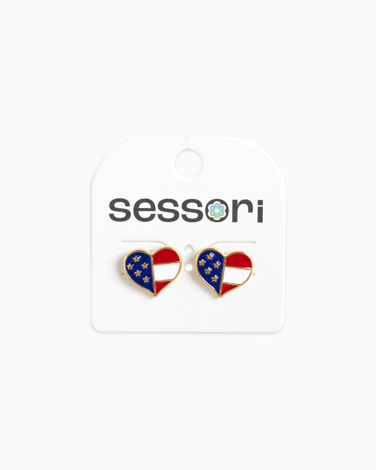 Americana Freedom Sparkle Heart Stud Earrings