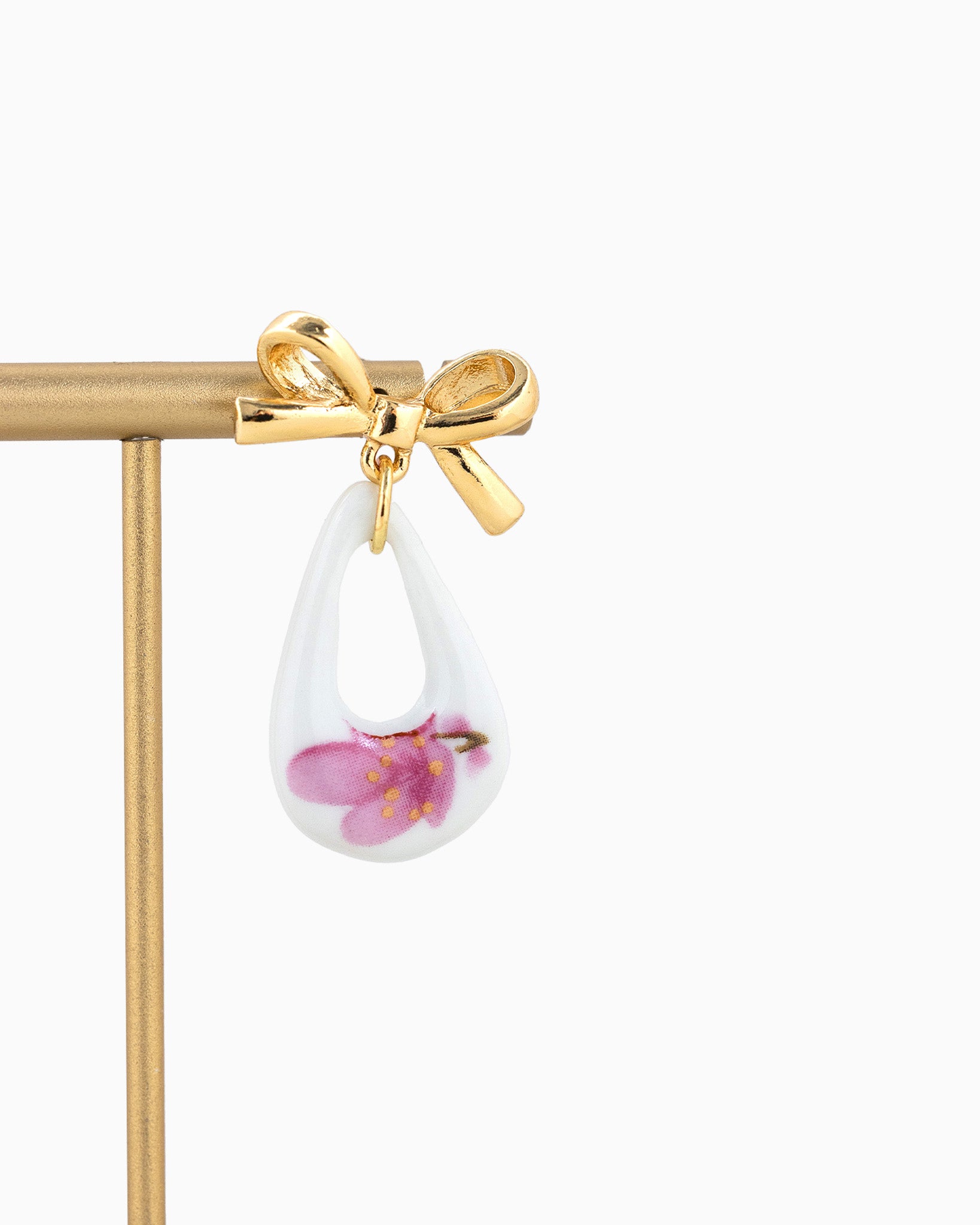 Bow Drop Ceramic Teardrop Earrings