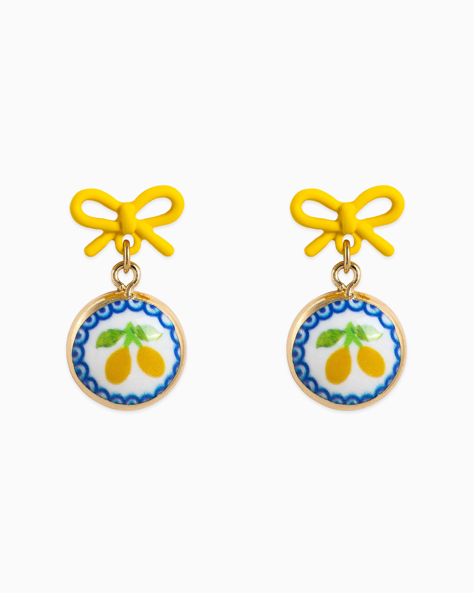 Ceramic Lemon Pop Bow Earrings