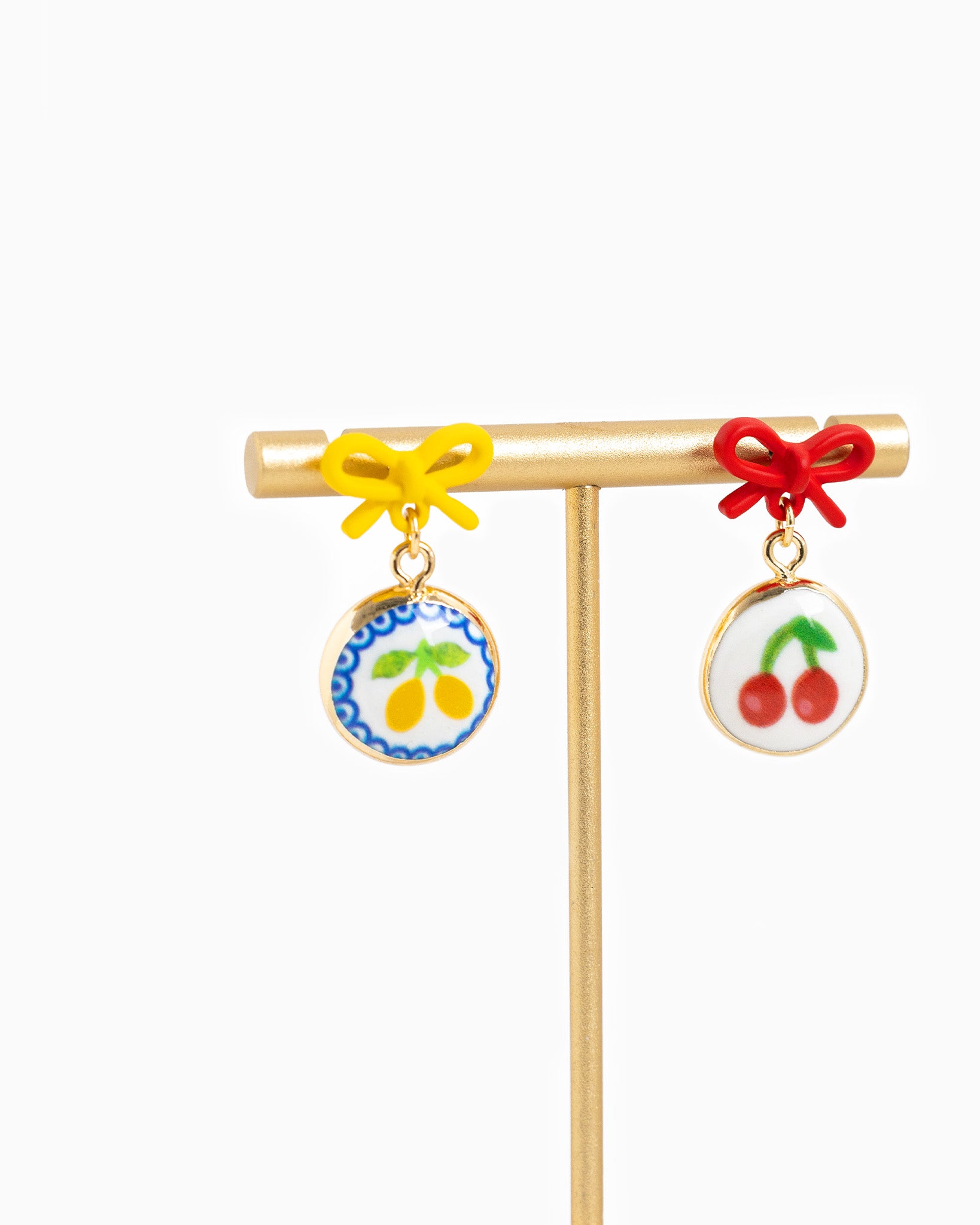 Ceramic Lemon Pop Bow Earrings