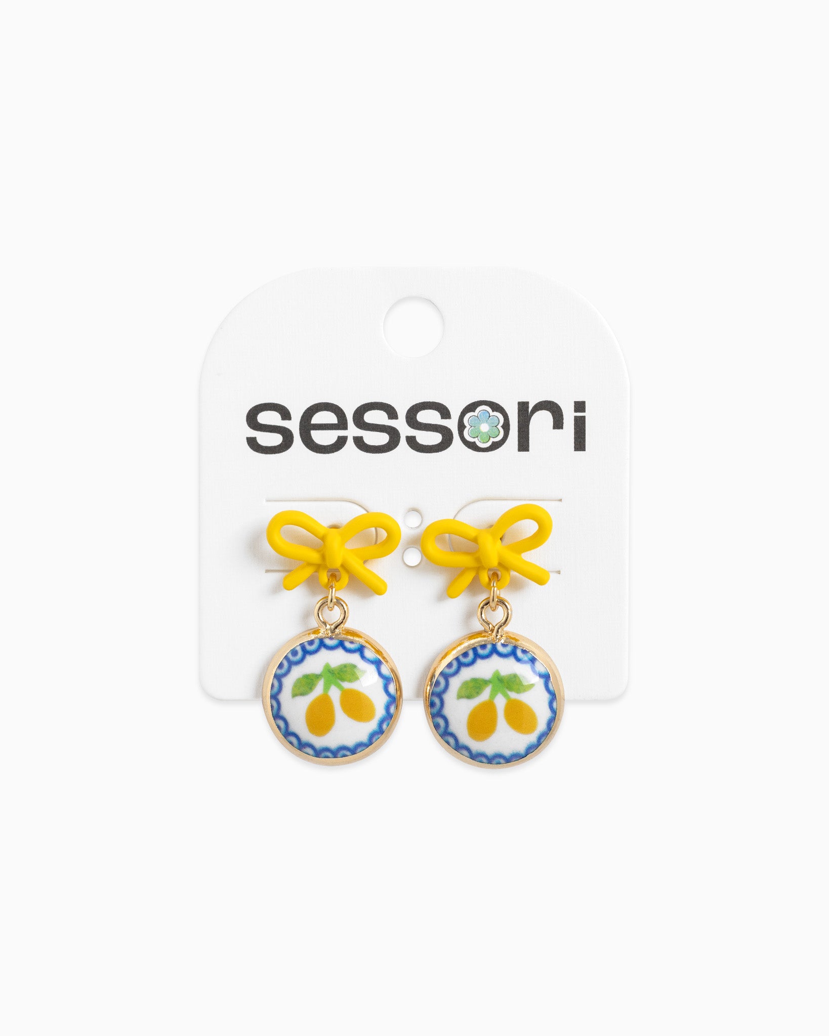 Ceramic Lemon Pop Bow Earrings