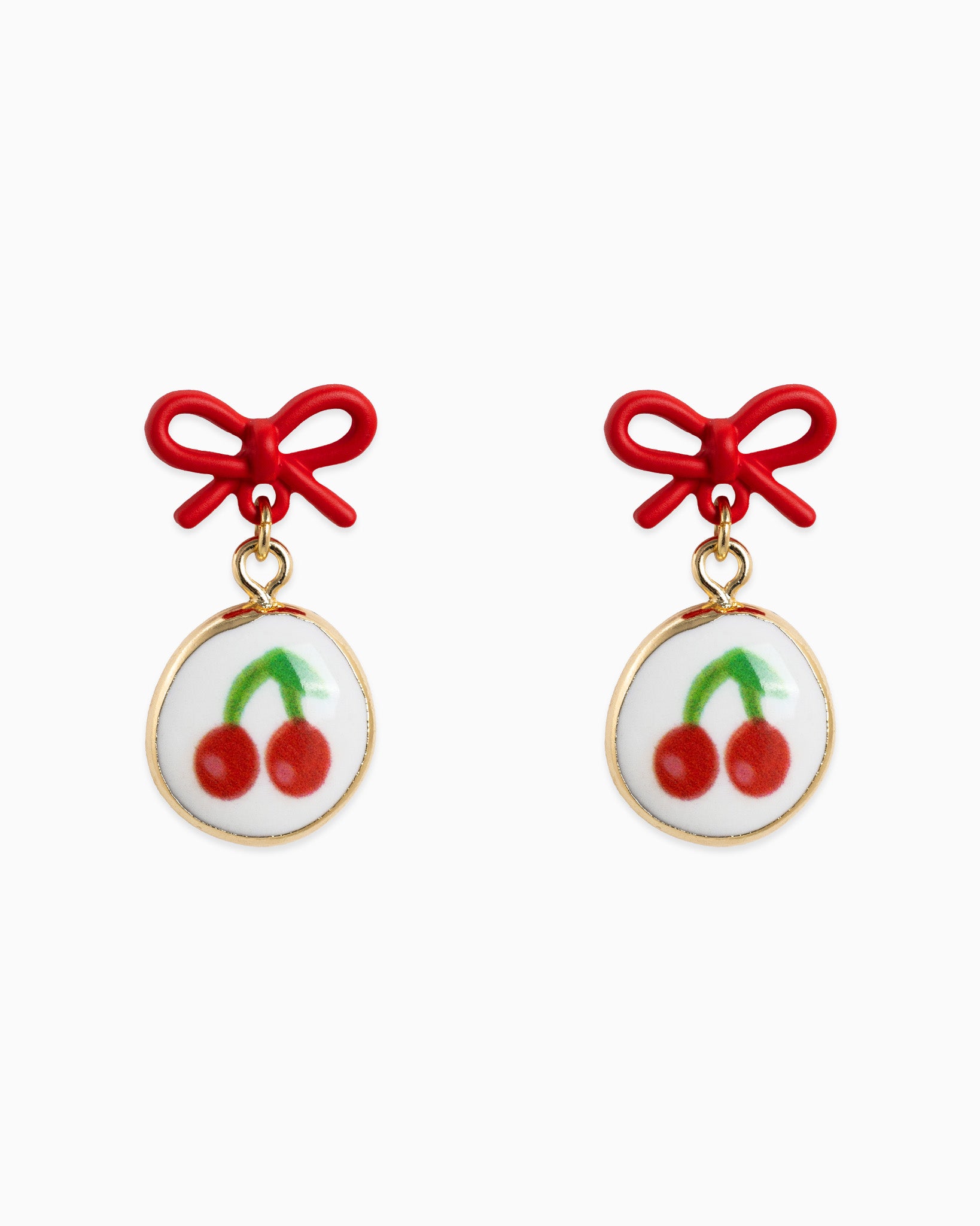 Ceramic Cherry Pop Bow Earrings