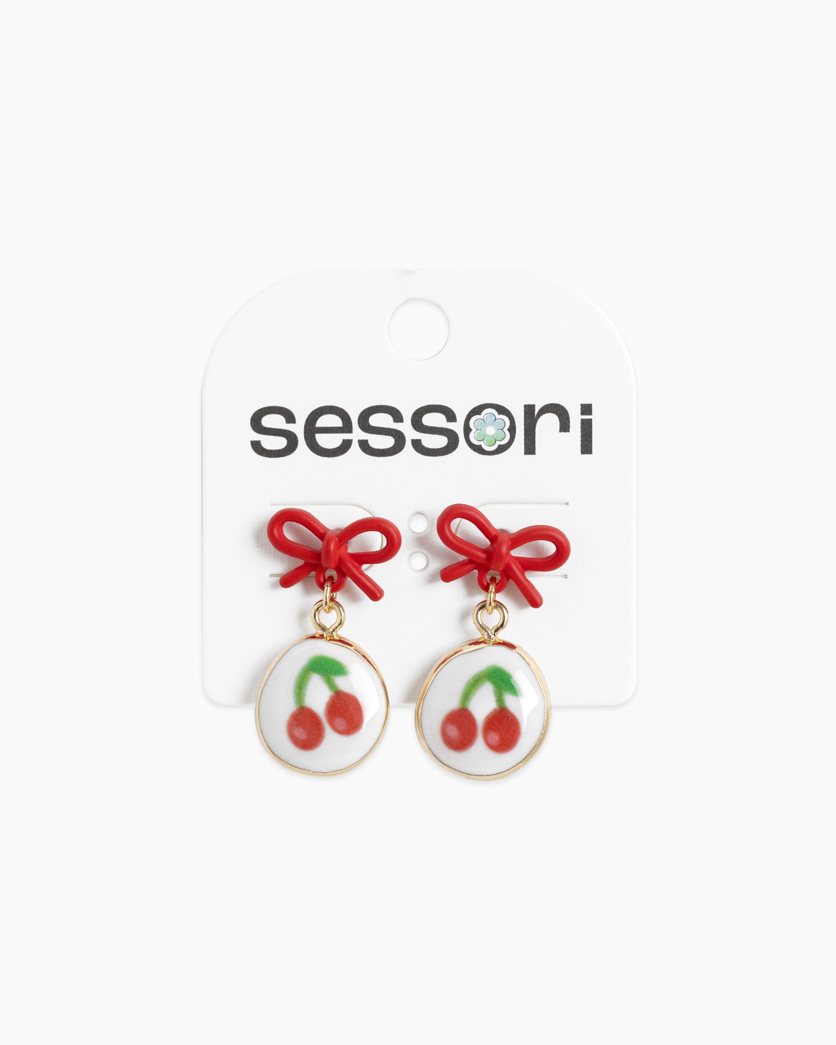 Ceramic Cherry Pop Bow Earrings