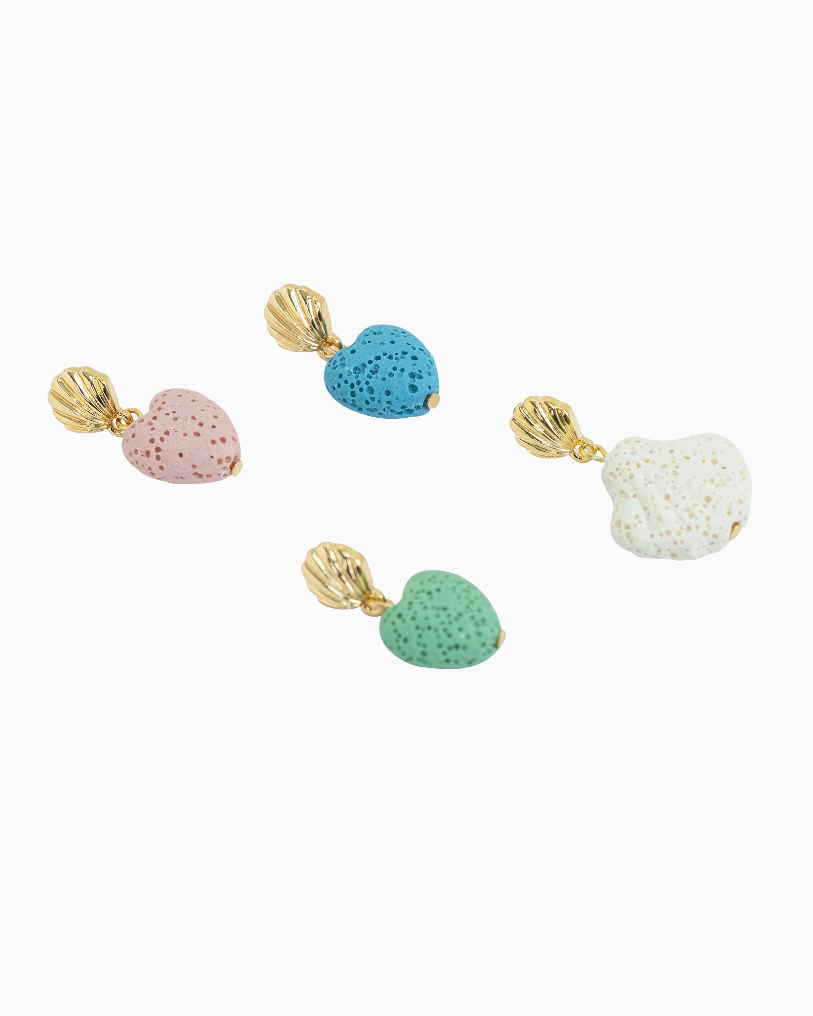 Beach Mode Coral Mermaid's Heart Shell Drop Earrings-3