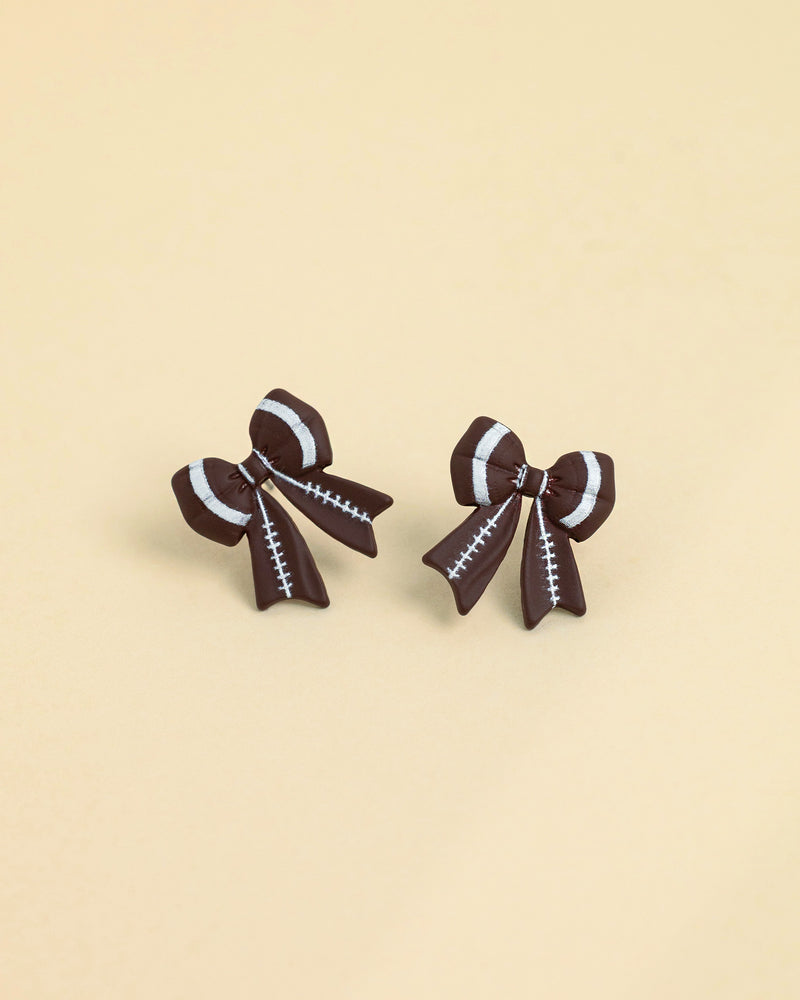 Touch of Cheer Football Bow Earrings