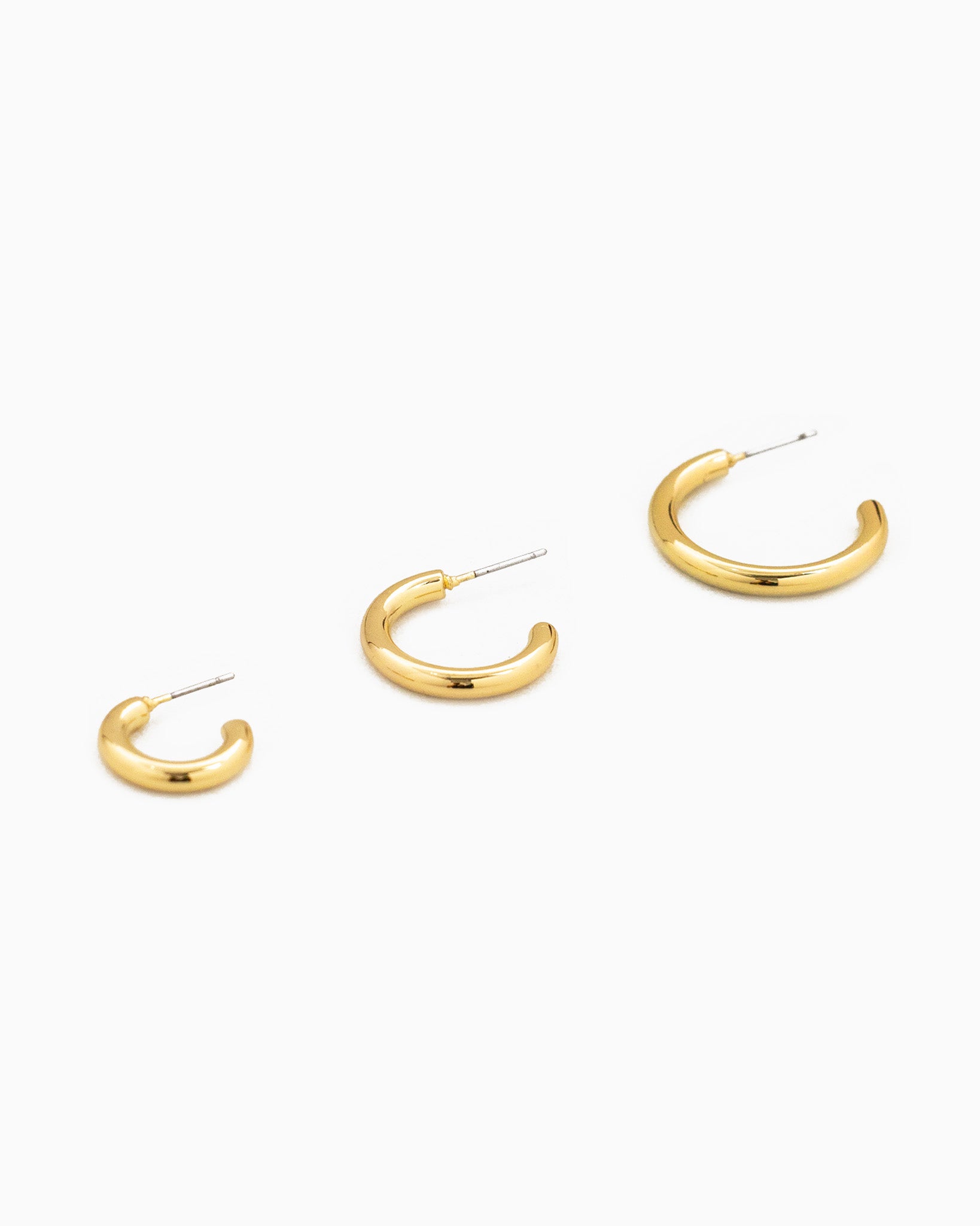 Plain Hoop Earring Size Variety Set of 3