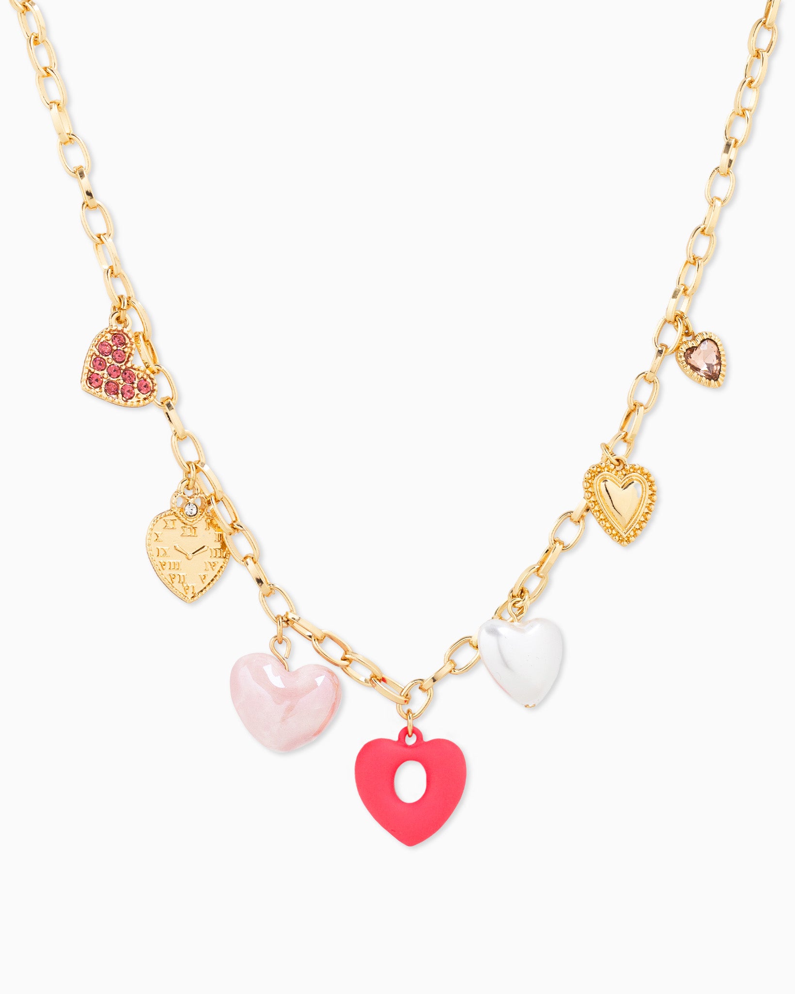 Playful Matte Pink Heart Charm Necklace