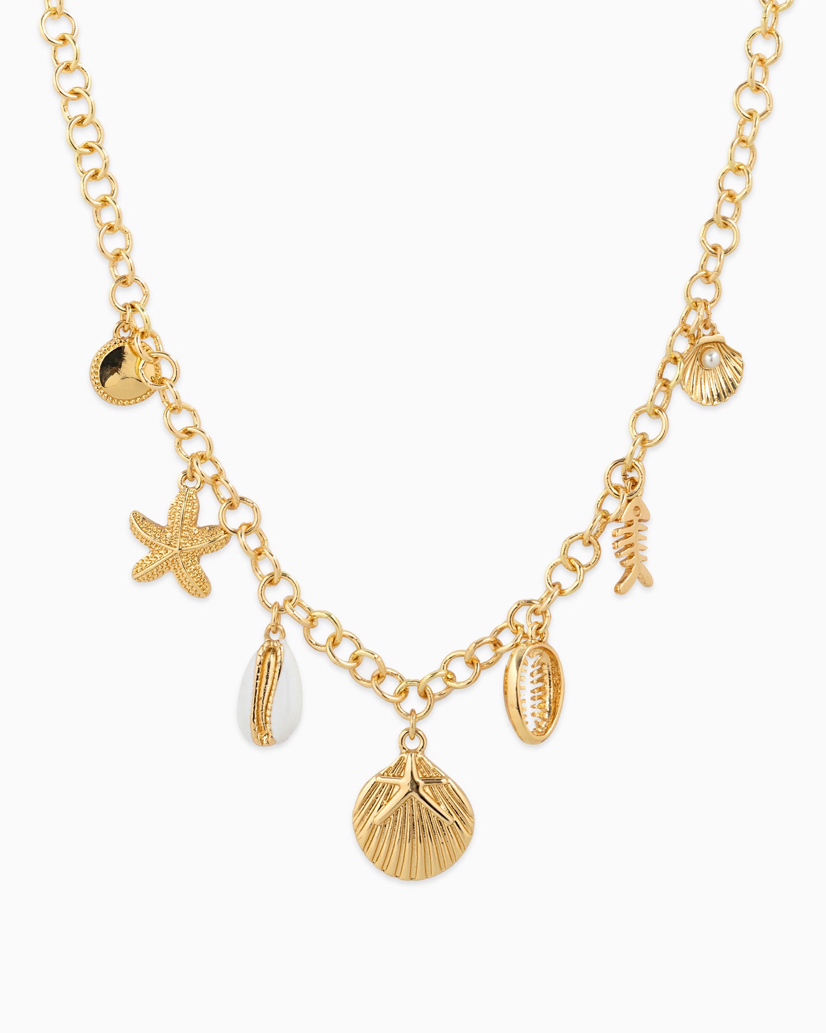 Sea Life Motif Circle Chain Charm Necklace