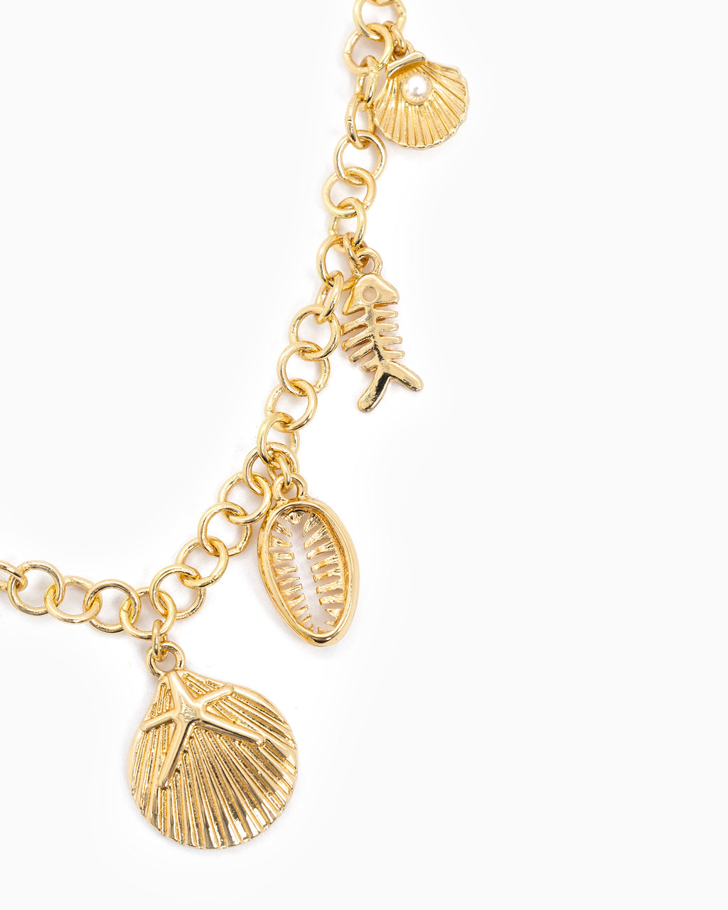 Sea Life Motif Circle Chain Charm Necklace