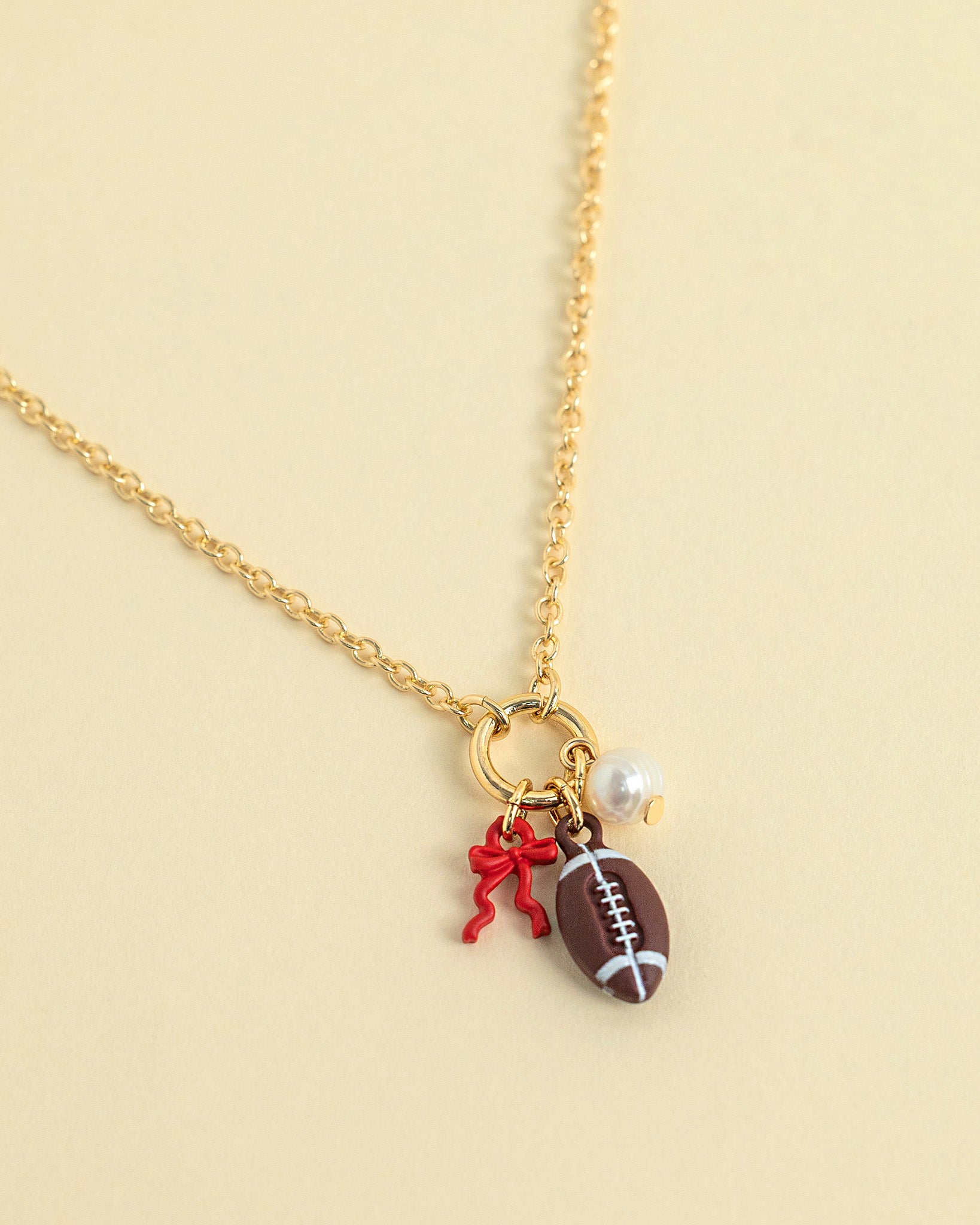 Whispering Touchdowns Football Mini Pendant Necklace