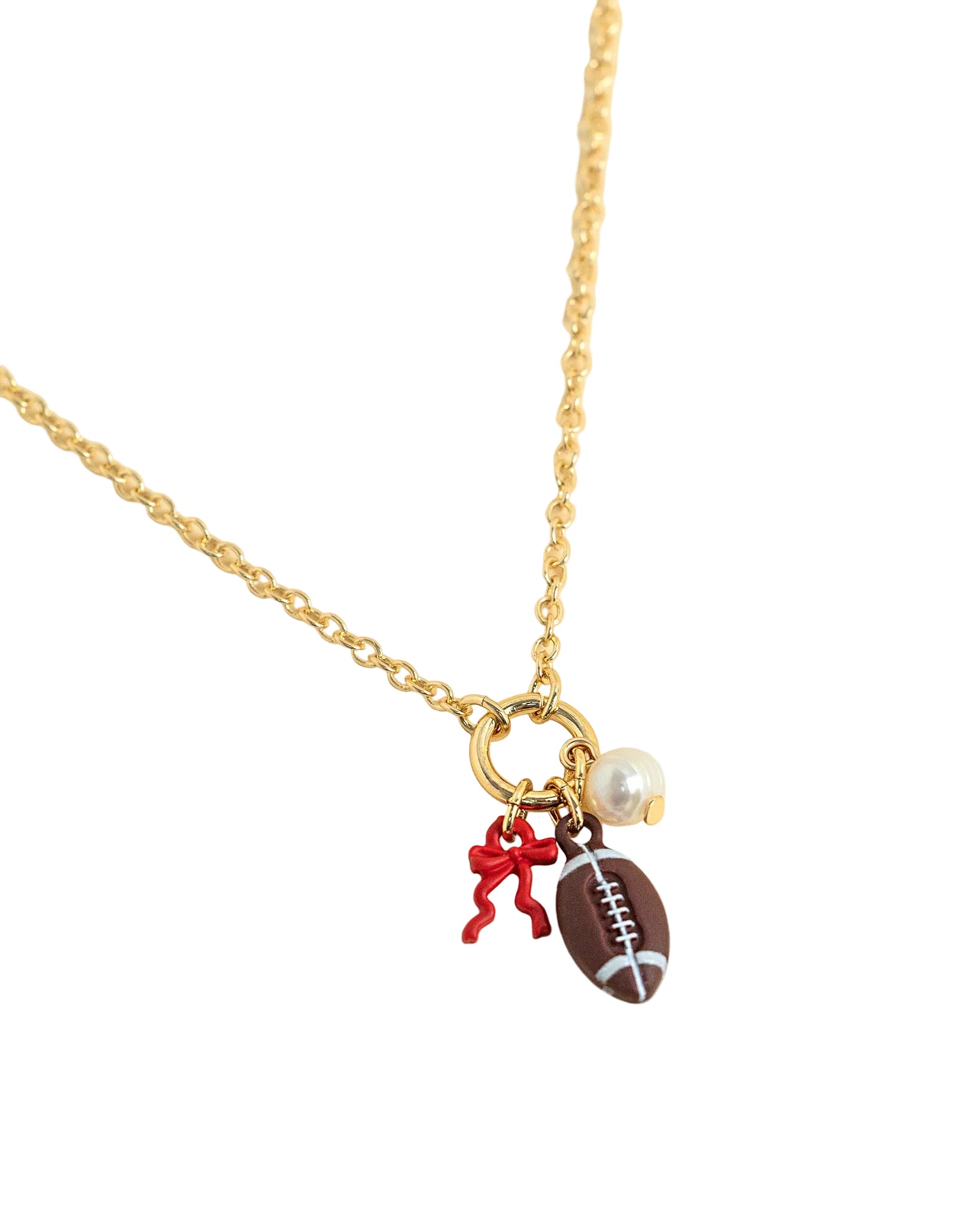 Whispering Touchdowns Football Mini Pendant Necklace