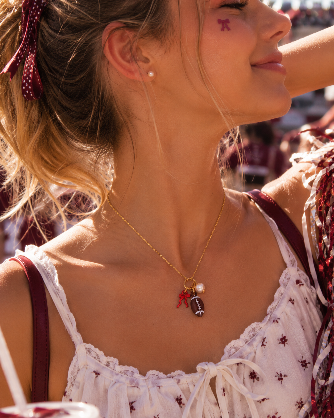 Football Gameday Whispering Touchdowns Mini Pendant Necklace