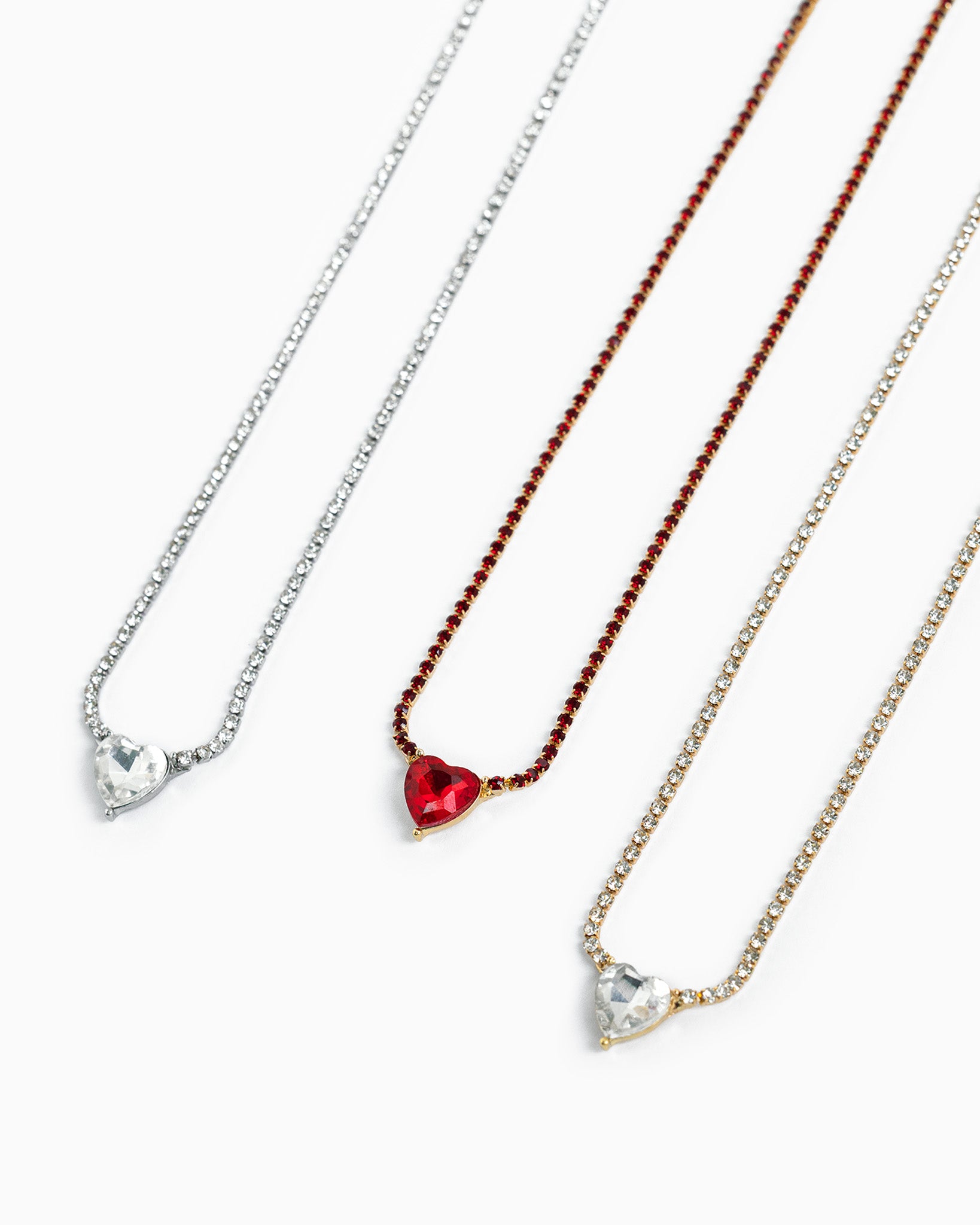 Valentine Heart Stone Cup Chain Necklace – Red detail