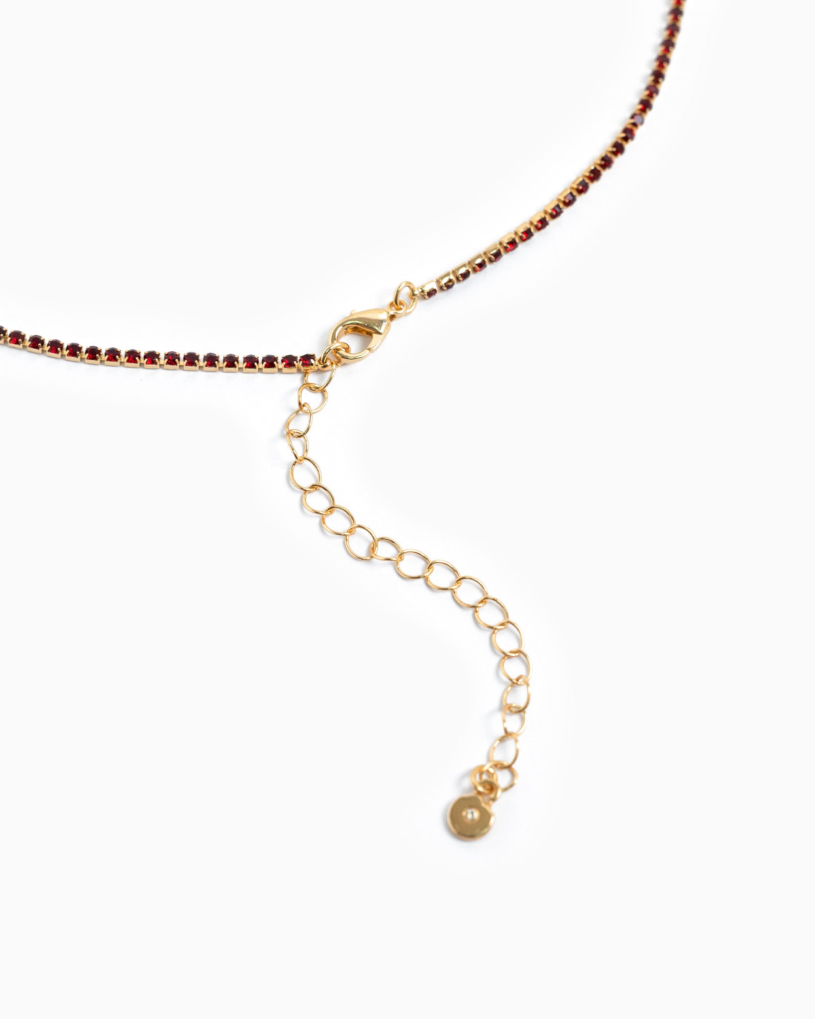 Valentine Heart Stone Cup Chain Necklace – Red, on neck
