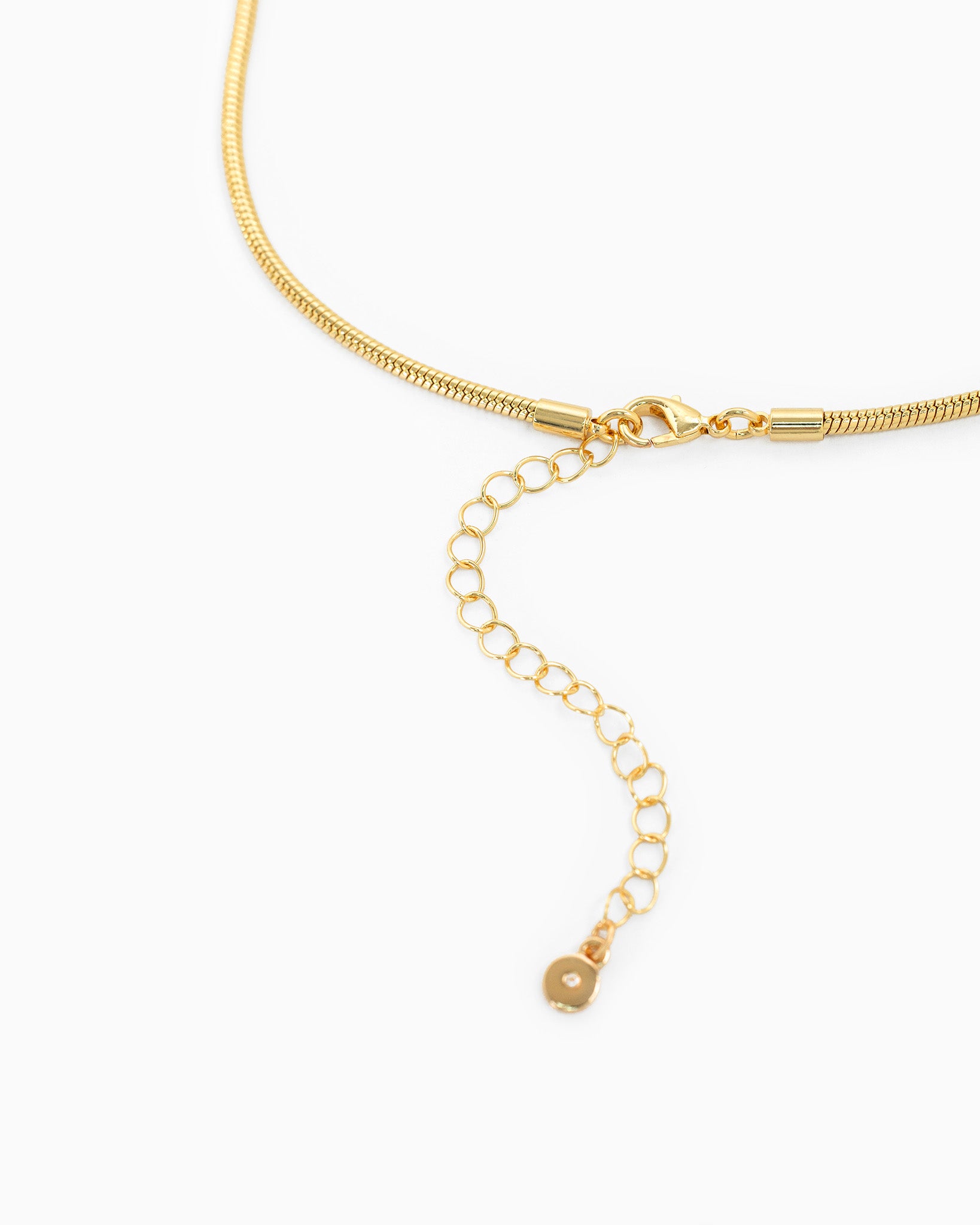 Oval Glass Stone Snake Chain Necklace-4