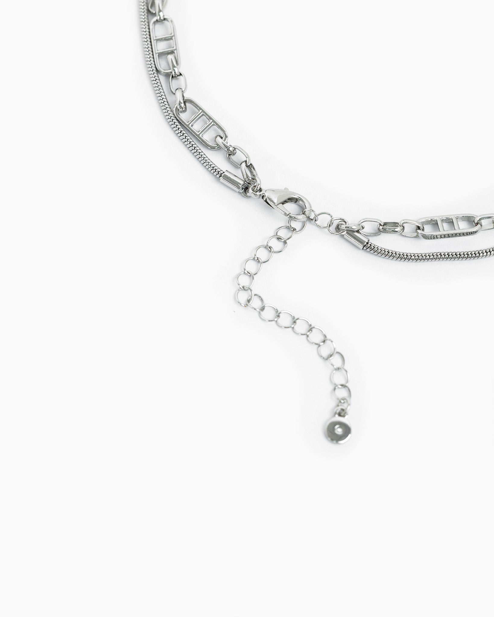 2 Layered Marquise Stone Mixed Link Necklace-4