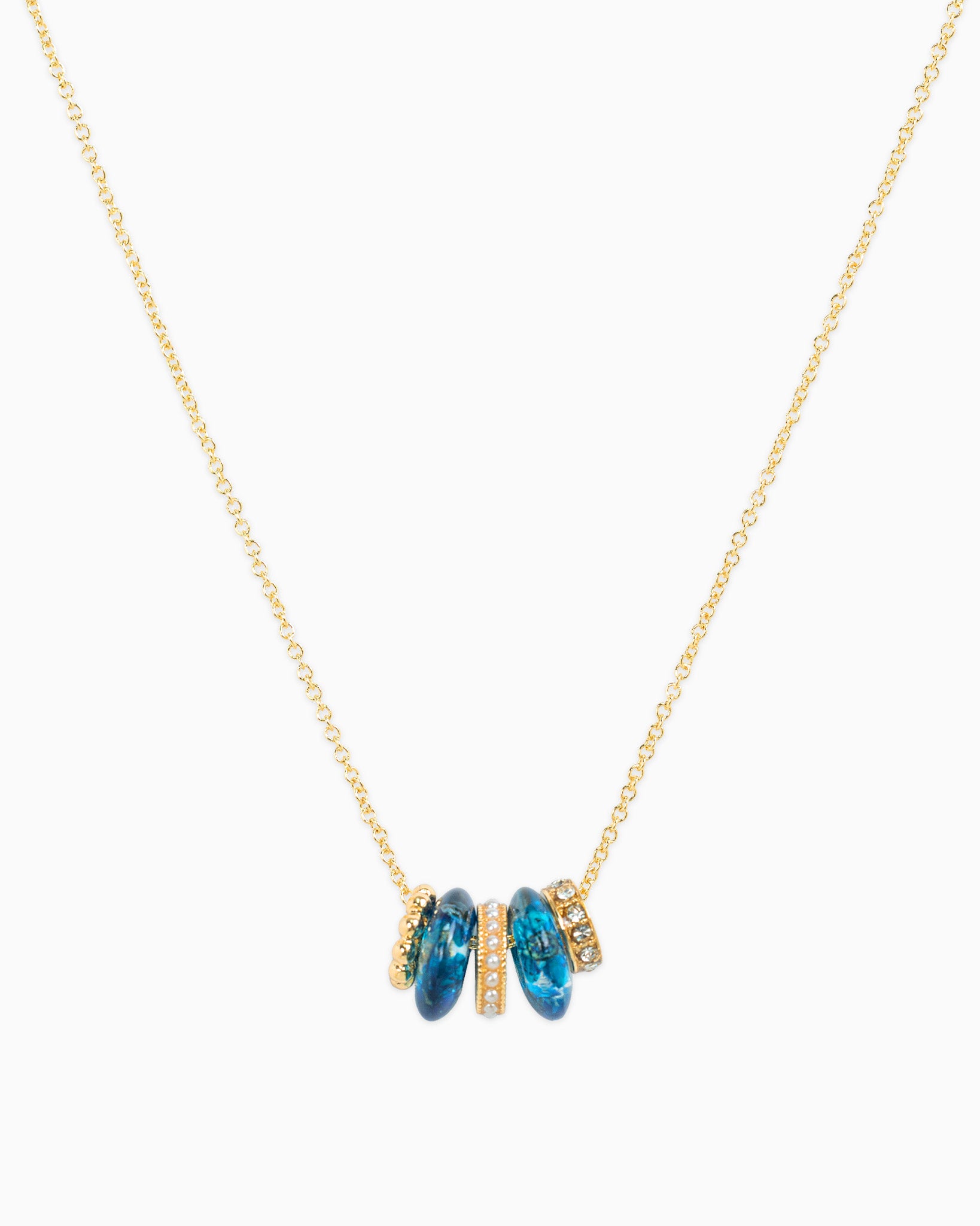 Blossom Rondelle Pearl CZ Stone Necklace