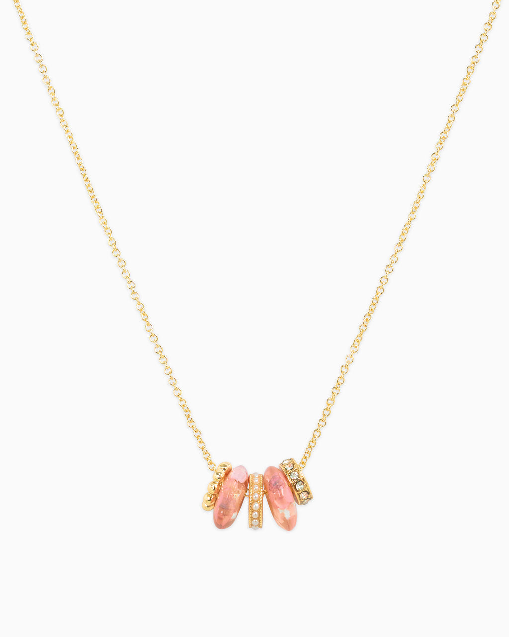 Blossom Rondelle Pearl CZ Stone Necklace