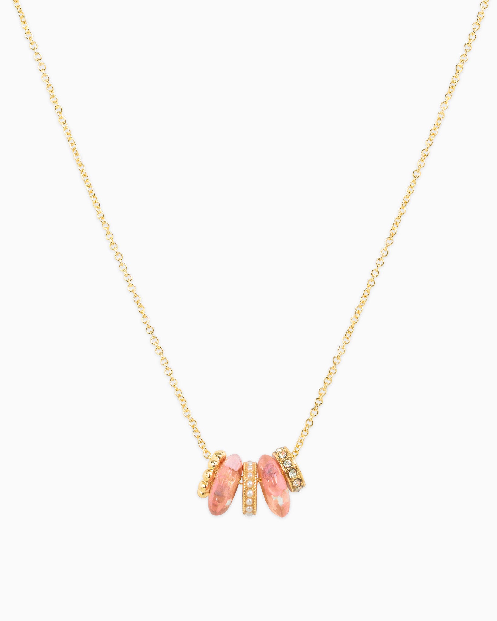 Blossom Rondelle Pearl CZ Stone Necklace