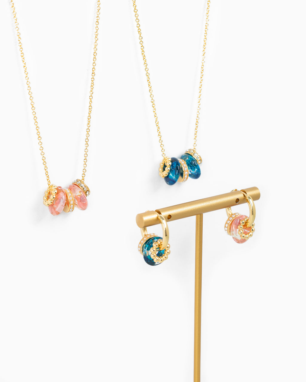 Blossom Rondelle Pearl CZ Stone Necklace