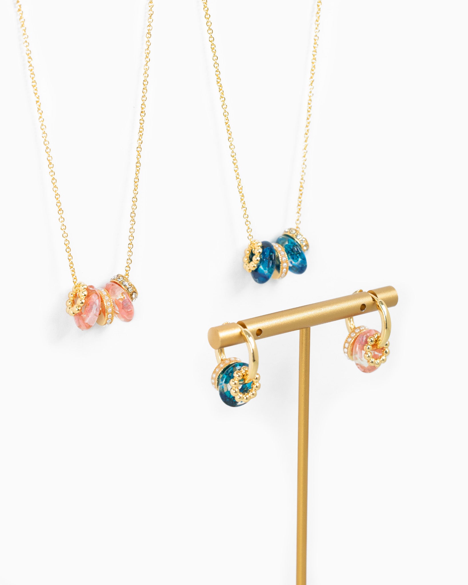 Blossom Rondelle Pearl CZ Stone Necklace-3