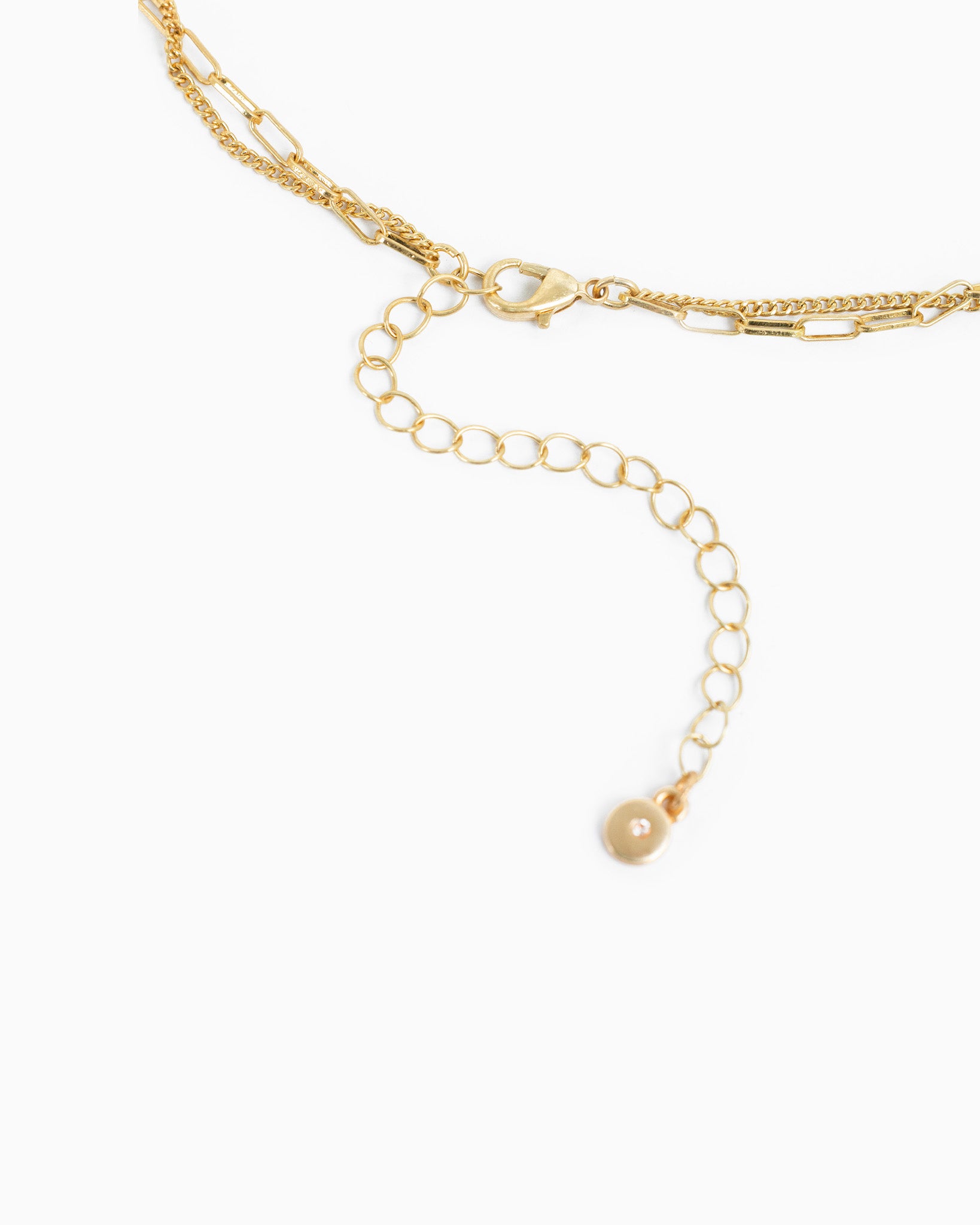 2 Layered Double Cross Curb Clip Necklace-3