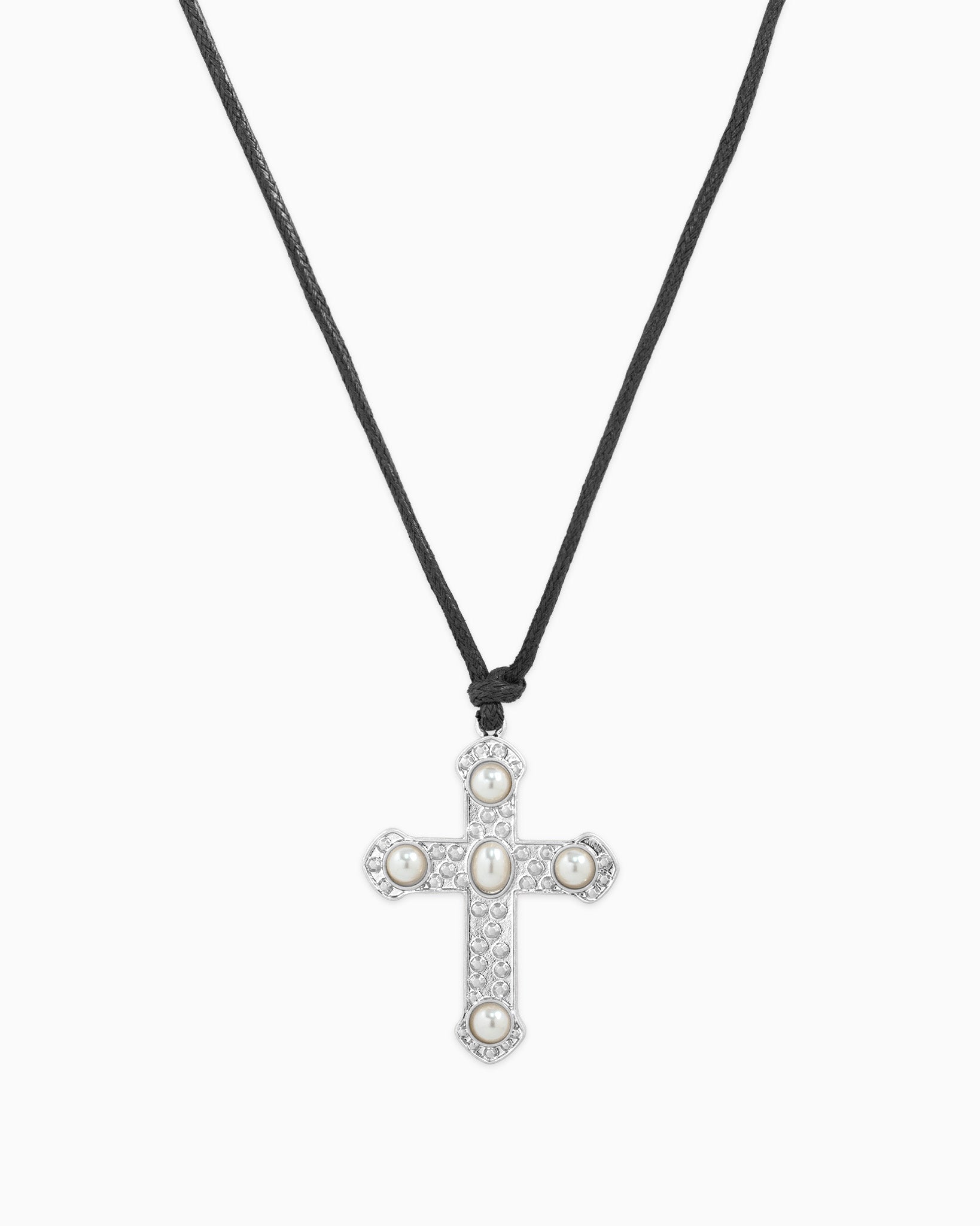 Pearl Cross Cord Necklace