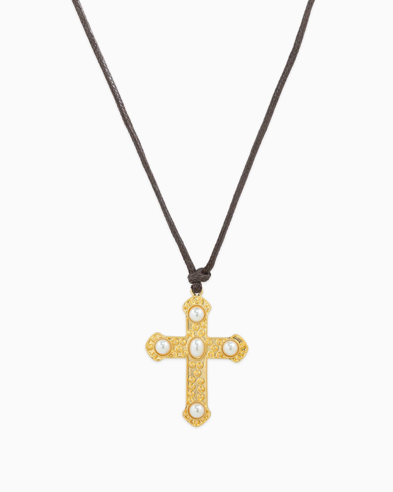 Pearl Cross Cord Necklace