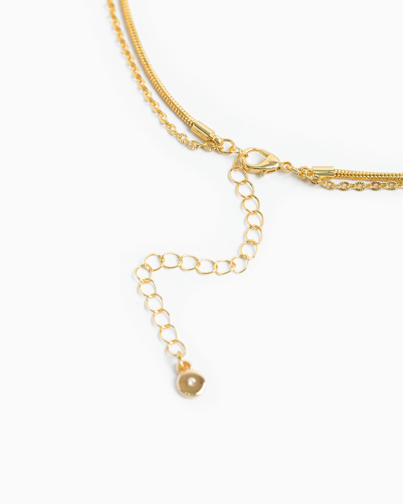 2 Layered Glass Stone Oval Necklace-4