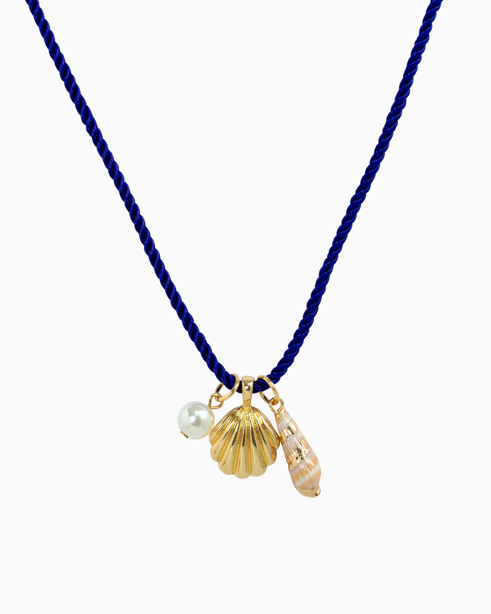 Beach Mode Coastal Blue Deep Sea Treasure Rope Charm Necklace