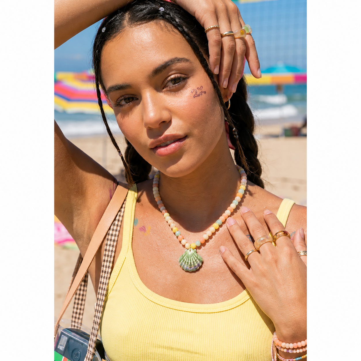 Beach Mode Candy Coastal Ceramic Shell Beaded Necklace