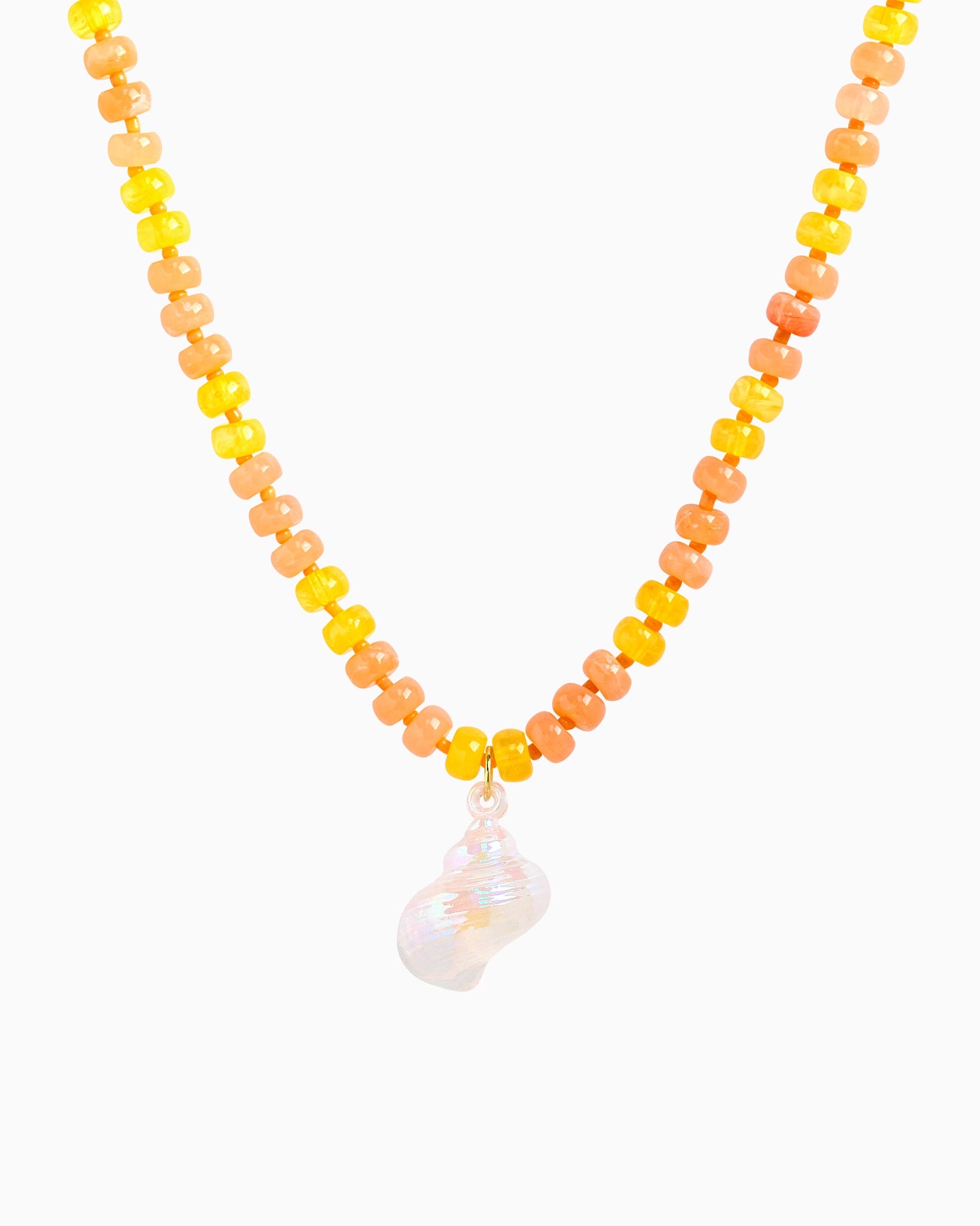 Beach Mode Coastal Sunset Swirl Pearlized Shell Beaded Necklace-3