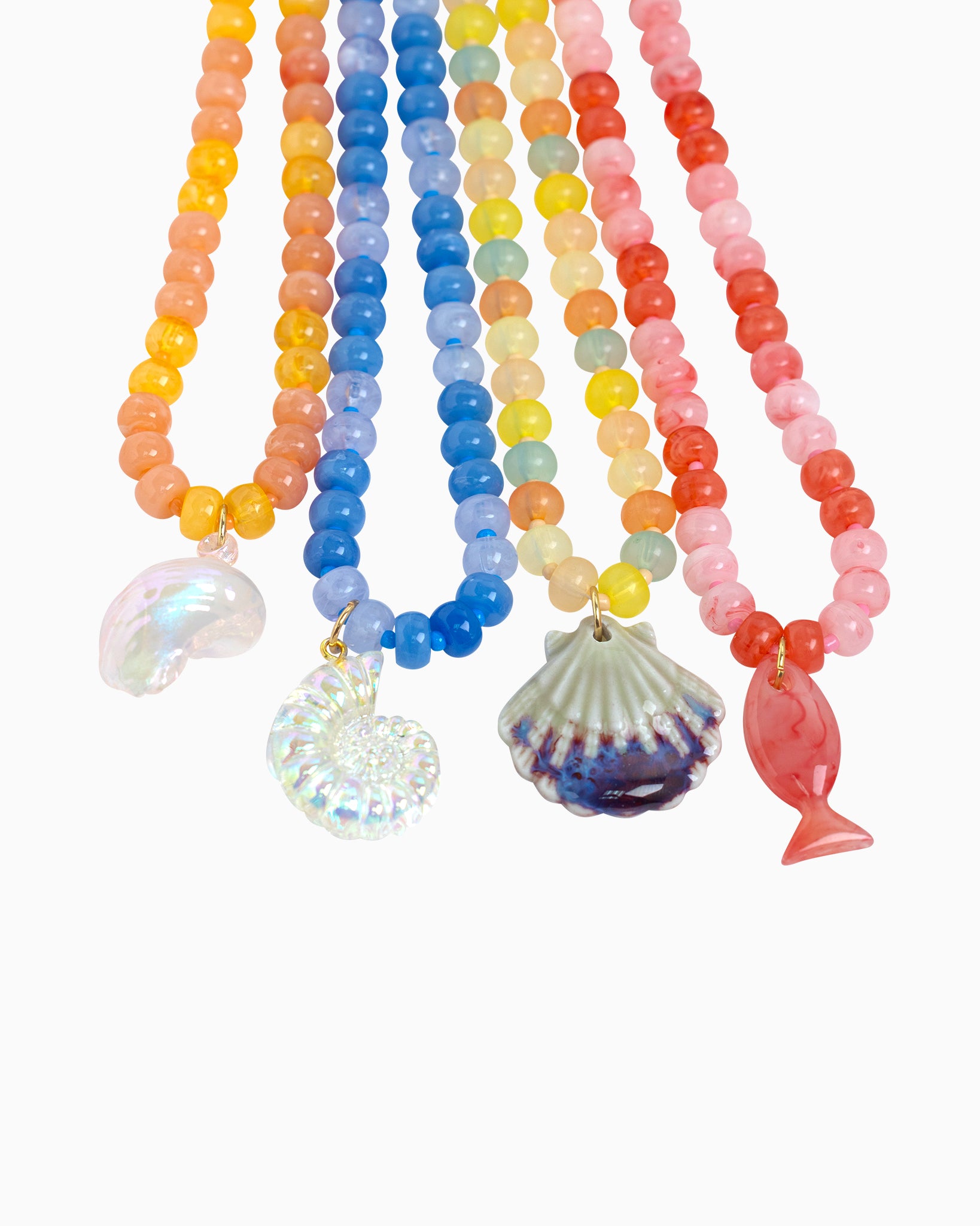 Beach Mode Coastal Sunset Swirl Pearlized Shell Beaded Necklace-4