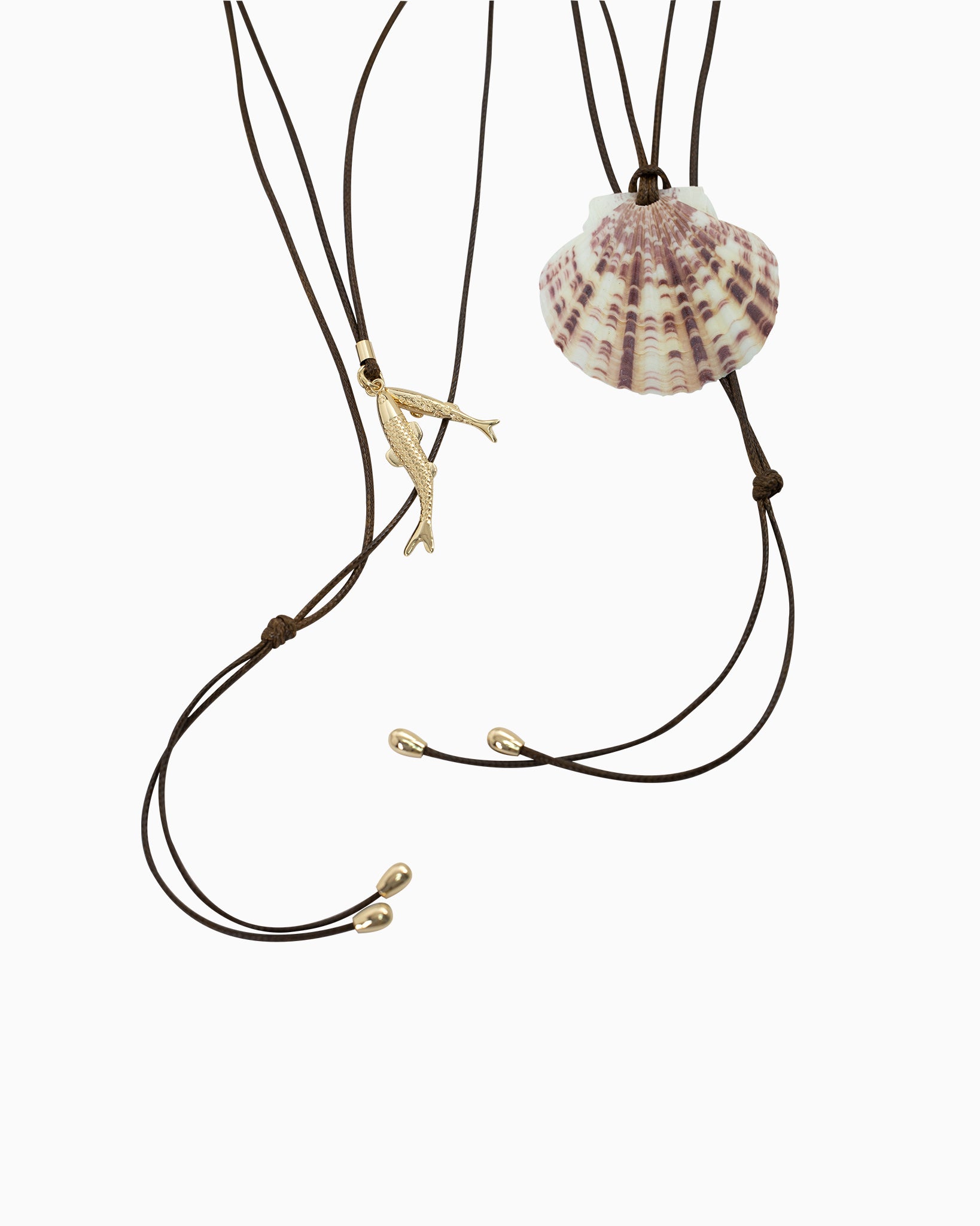Beach Pink Tide Scallop Y-Cord Necklace