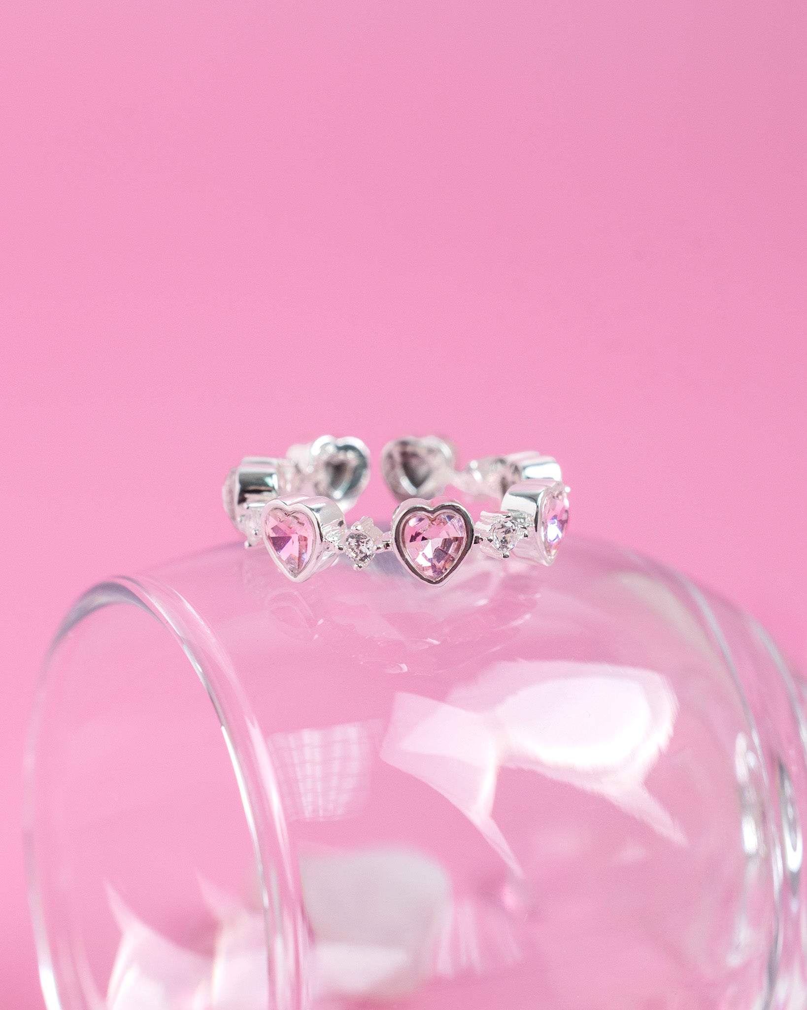 Romantic Pink Heart Multi-Stone Ring