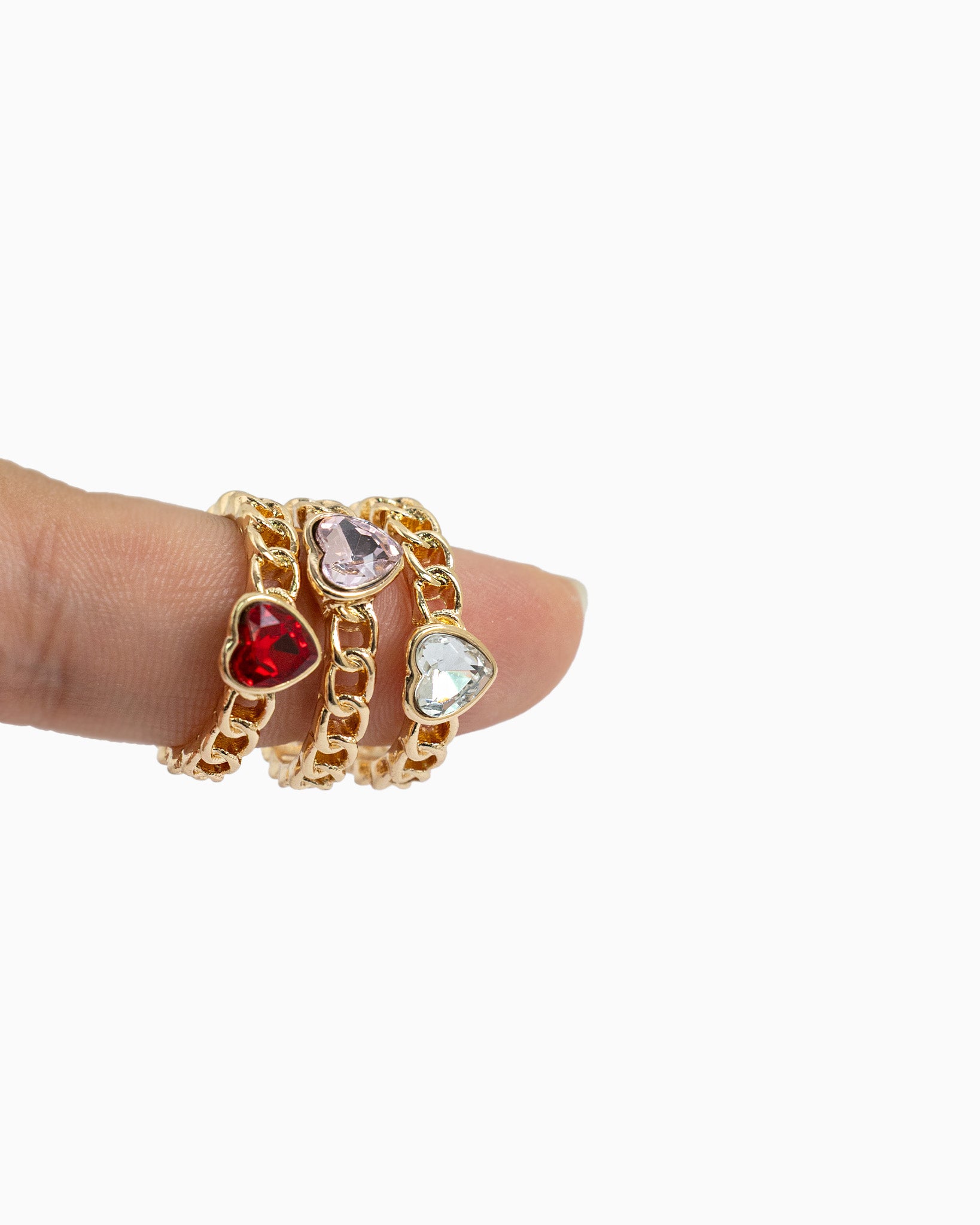 Crystal Heart Rope Band Ring-4