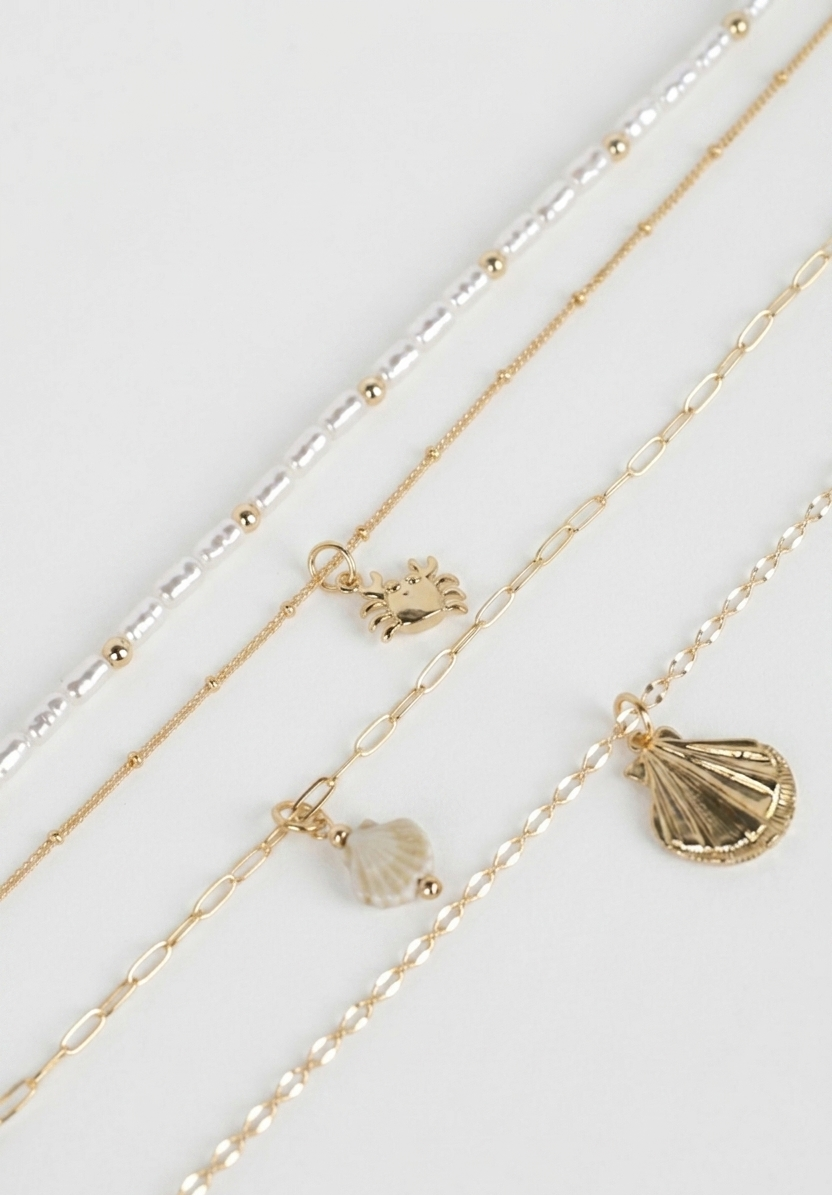 Beach Mode Layered Coastal Shell and Pearl Necklace-3