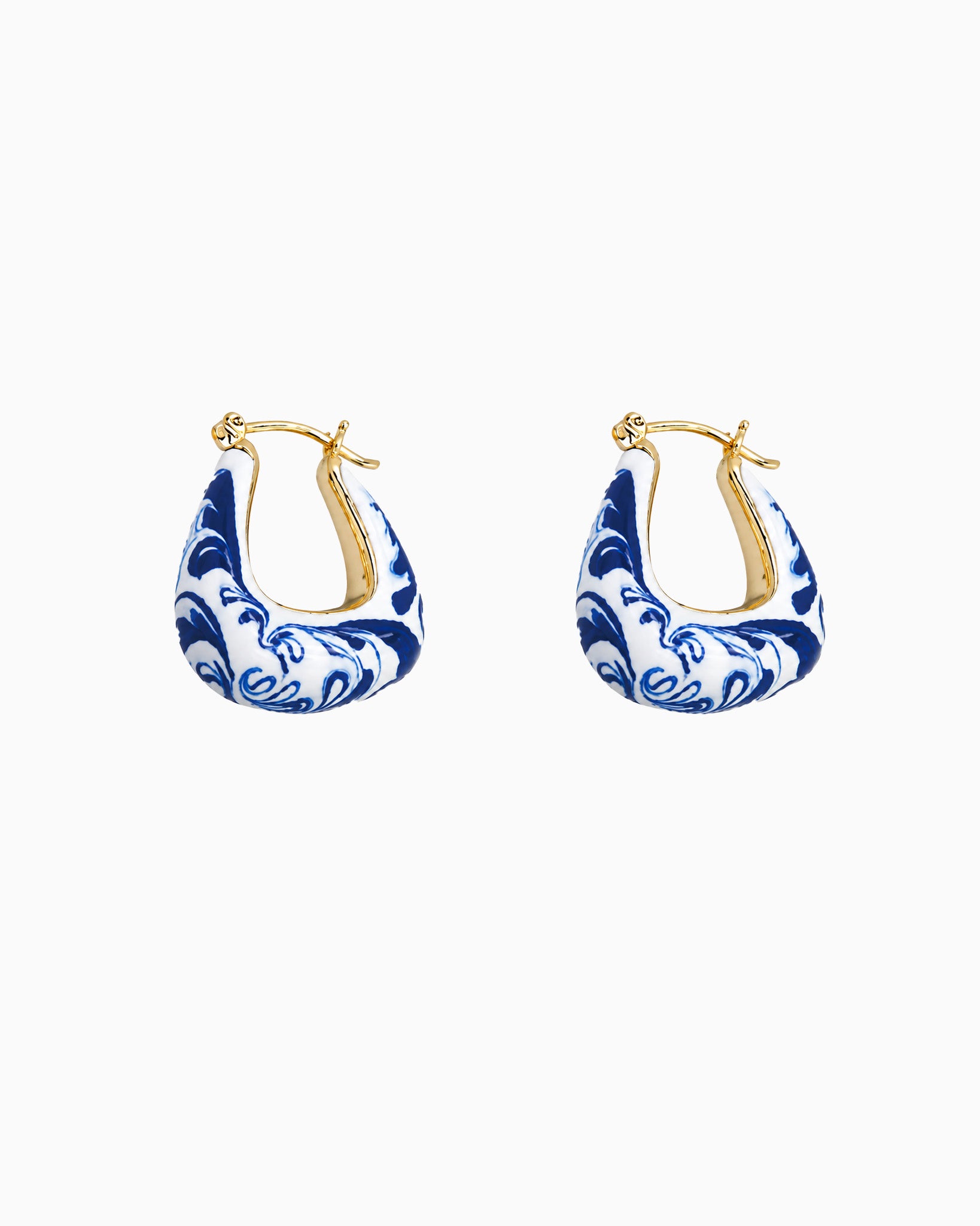 Color Marble Swirl Enamel Hoop Earrings-1