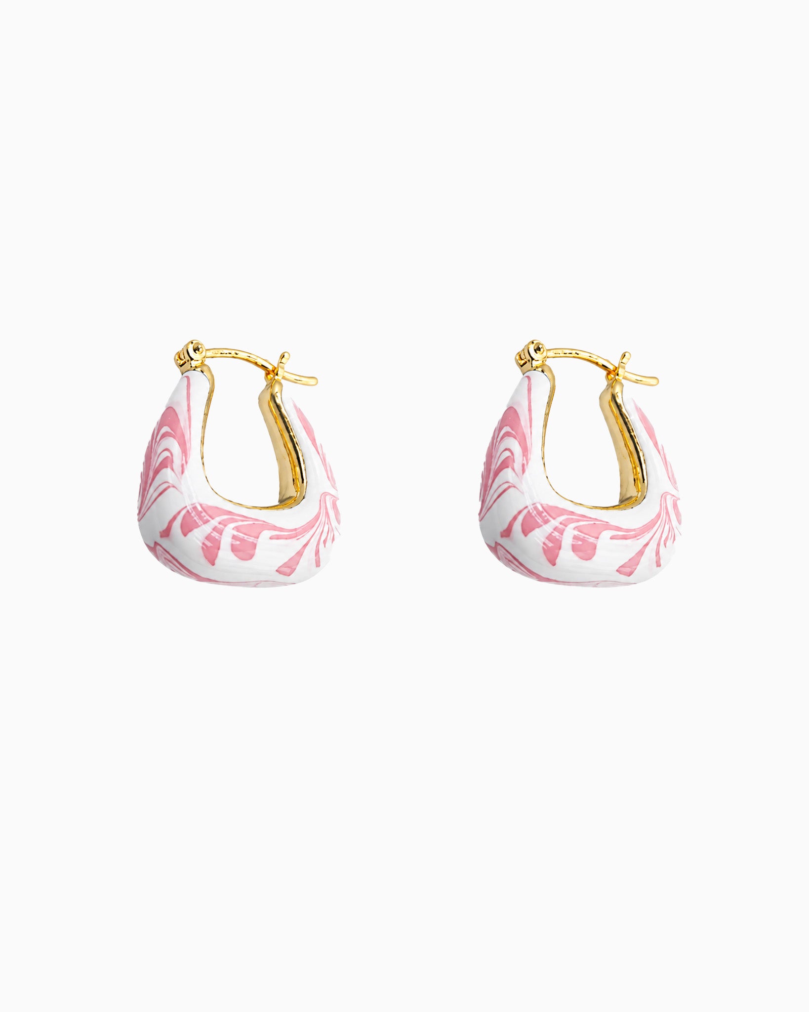 Color Marble Swirl Enamel Hoop Earrings-2