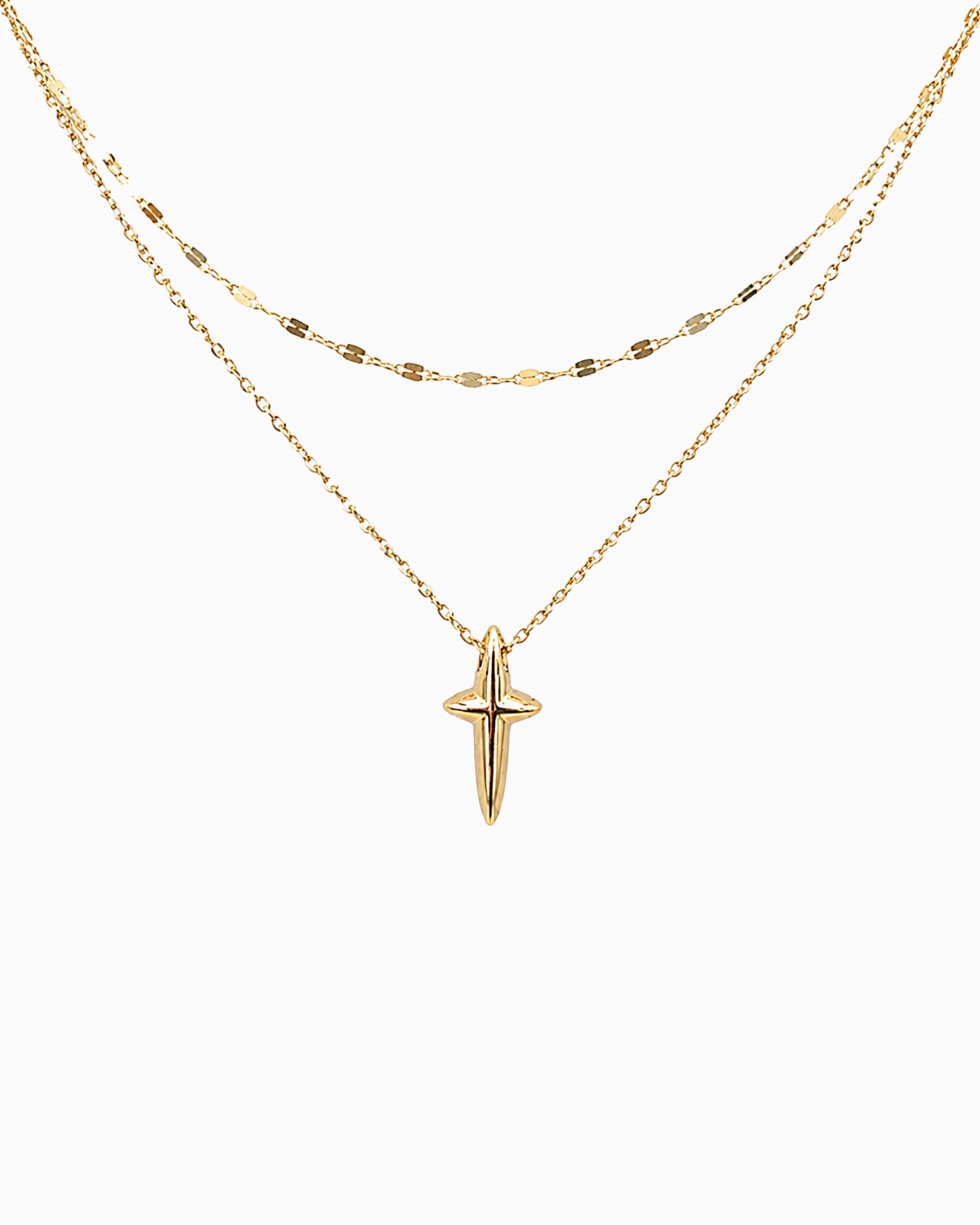 Layered Cross Pendant Necklace in gold