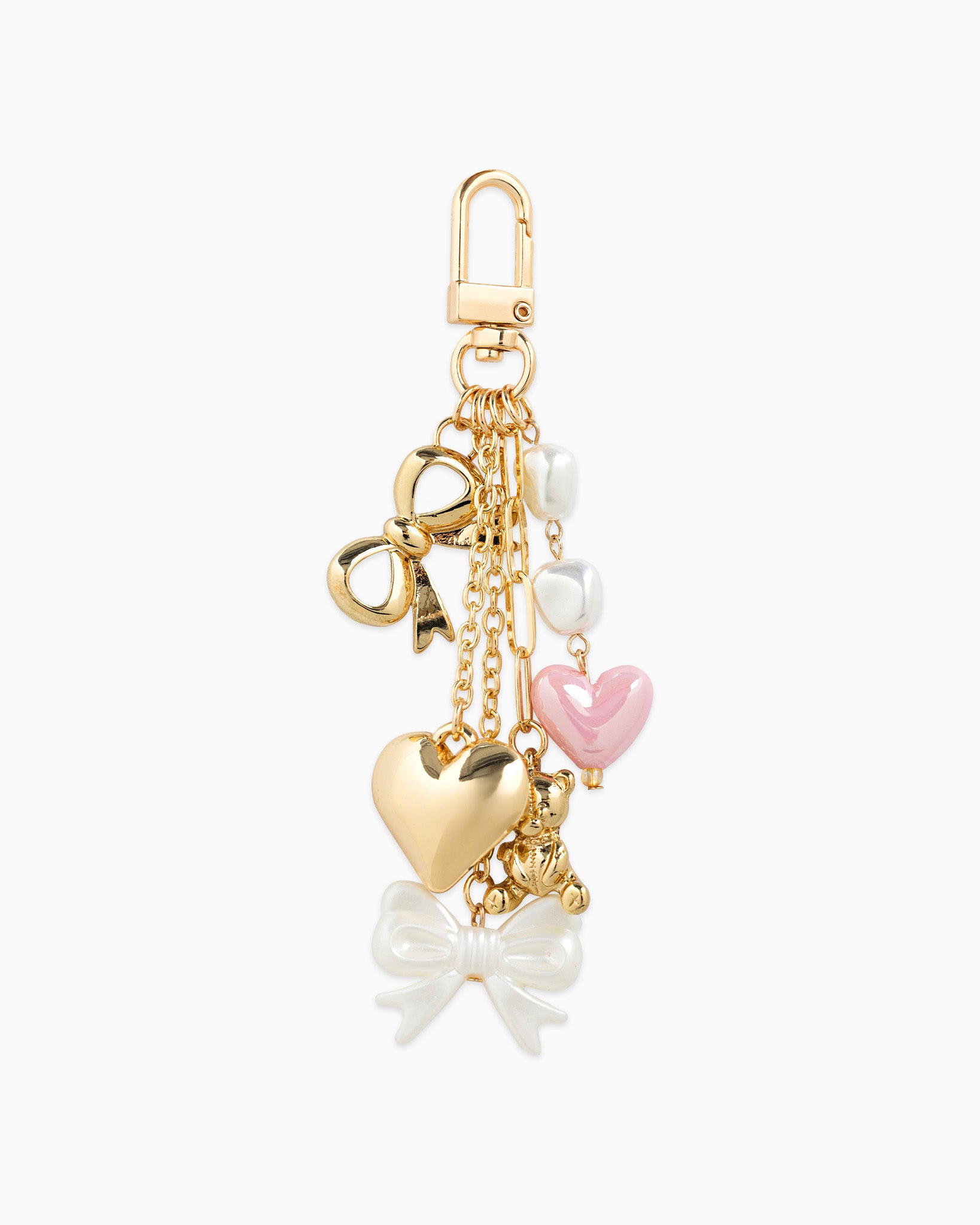 Multi Line Puff Heart Bear Bag Charm