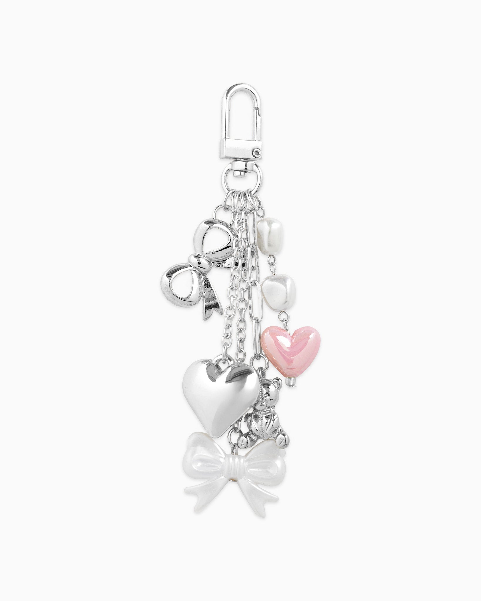 Multi Line Puff Heart Bear Bag Charm