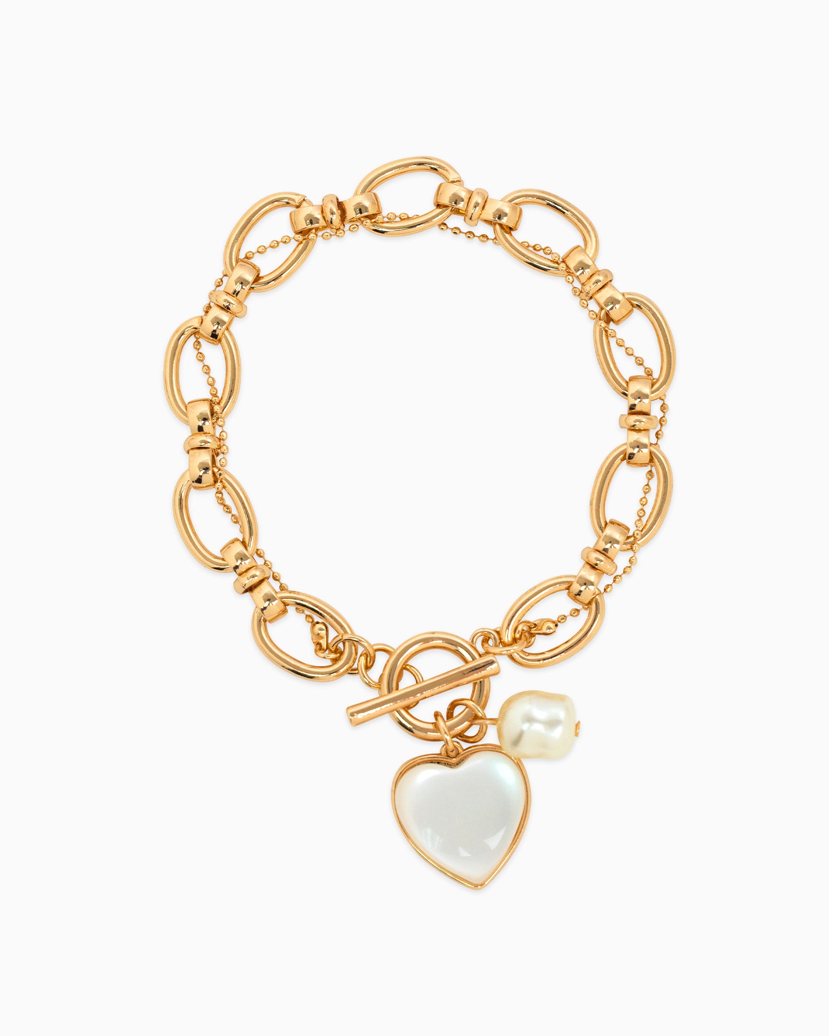 Glossy Heart Twist Chain Toggle Bracelet