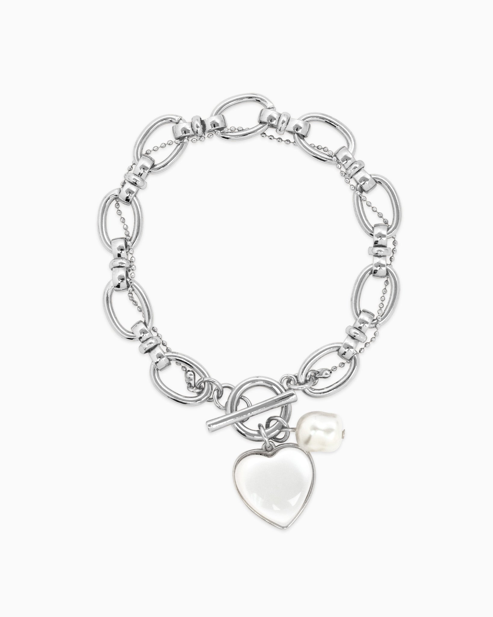 Glossy Heart Twist Chain Toggle Bracelet