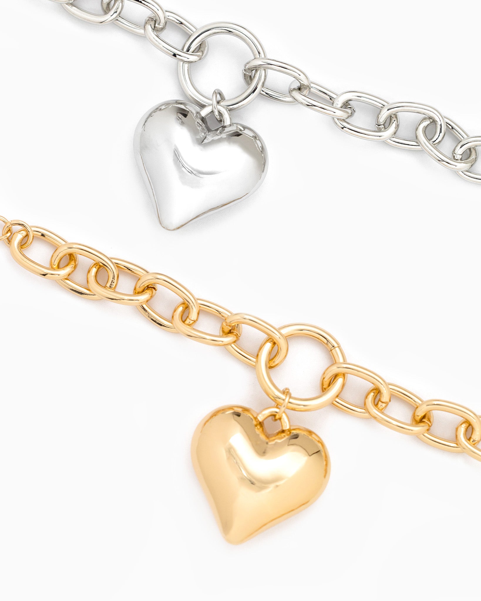 Puffy Heart Chunky Oval Chain Bracelet