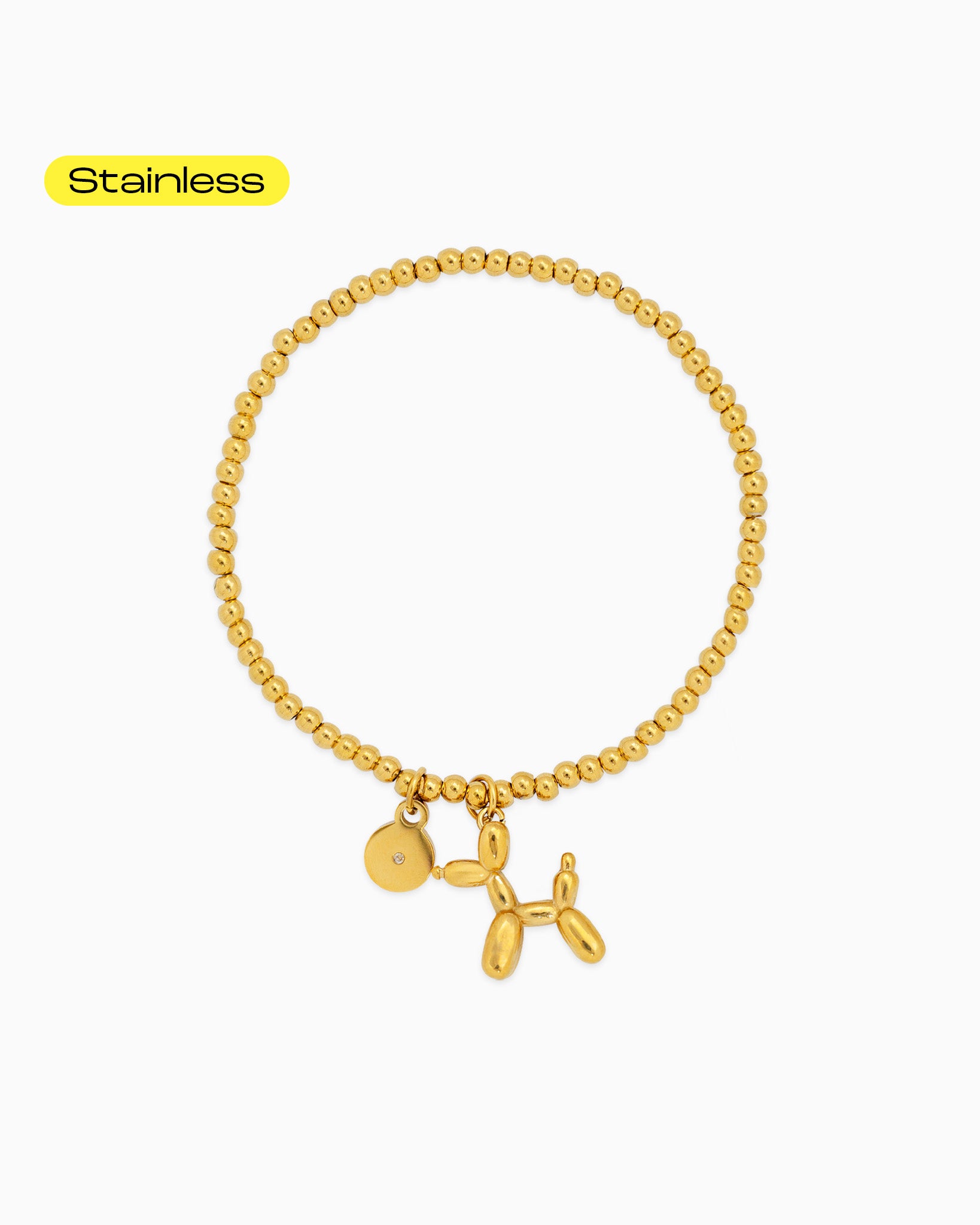 Stainless Balloon Dog Ball Stretch Bracelet